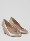 L.K.Bennett Eevi Wedge Heel Leather Court Shoes, Gold