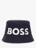 HUGO BOSS Baby Logo Reversible Bucket Hat, Navy/White