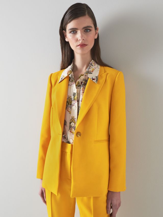 L.K.Bennett Mya Single Button Blazer, Yellow, 6