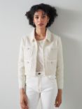 L.K.Bennett Ada Wool and Cotton Blend Tweed Jacket, Cream, Cream