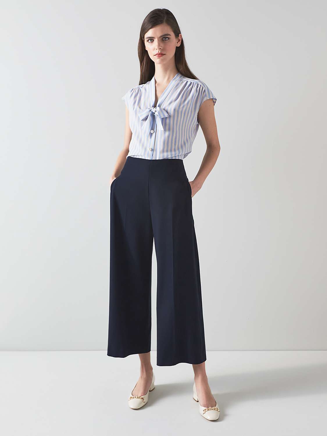 Buy L.K.Bennett Maisie Crepe Trousers, Navy Online at johnlewis.com