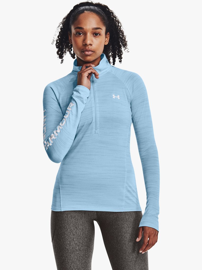 Under Armour Women's Sports Bra Small Gray Blue Striped Pullover Running