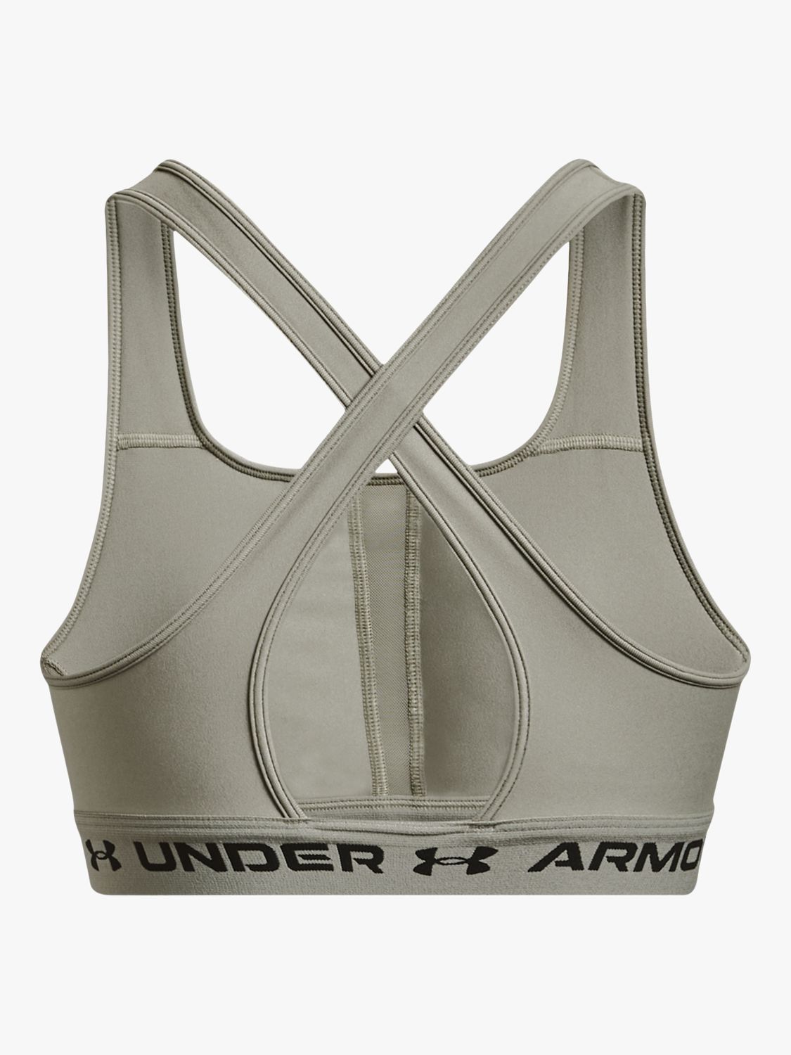 Under Armour Armour® Mid Padless Medium Impact Sports Bra, Pitch Grey/Black  at John Lewis & Partners