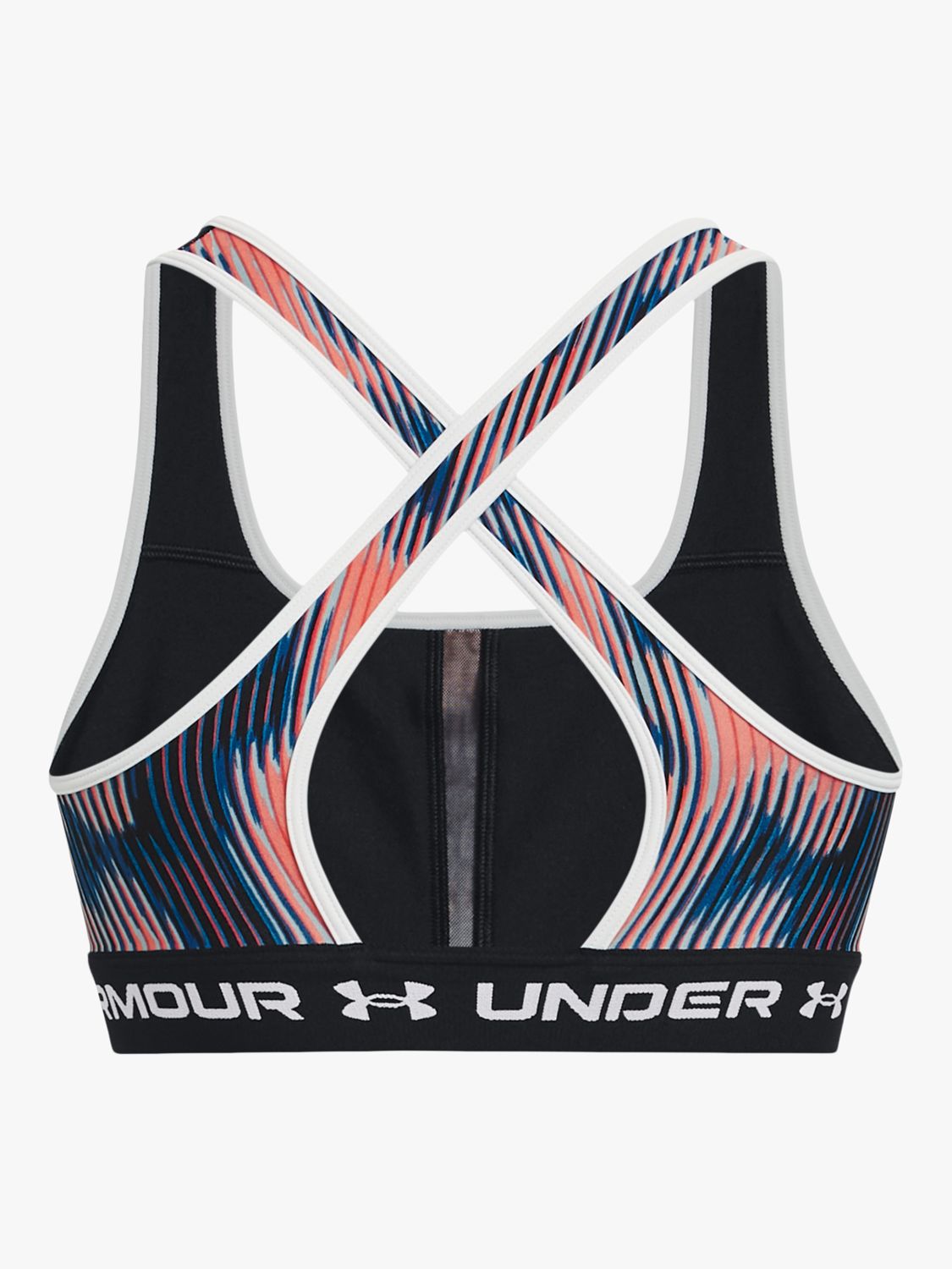 Under Armour Armour® Mid Crossback Printed Sports Bra, Peach/Coral/White, XS