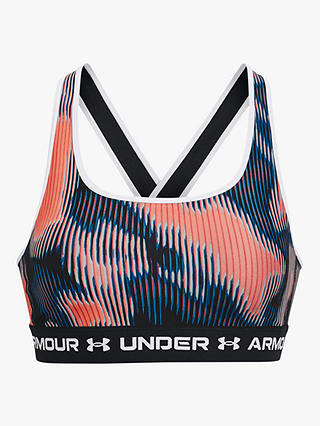 Under Armour Armour® Mid Crossback Printed Sports Bra, Peach/Coral/White