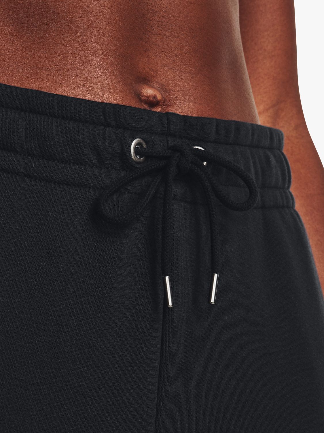 Under Armour Essential Fleece Joggers, Black/White at John Lewis