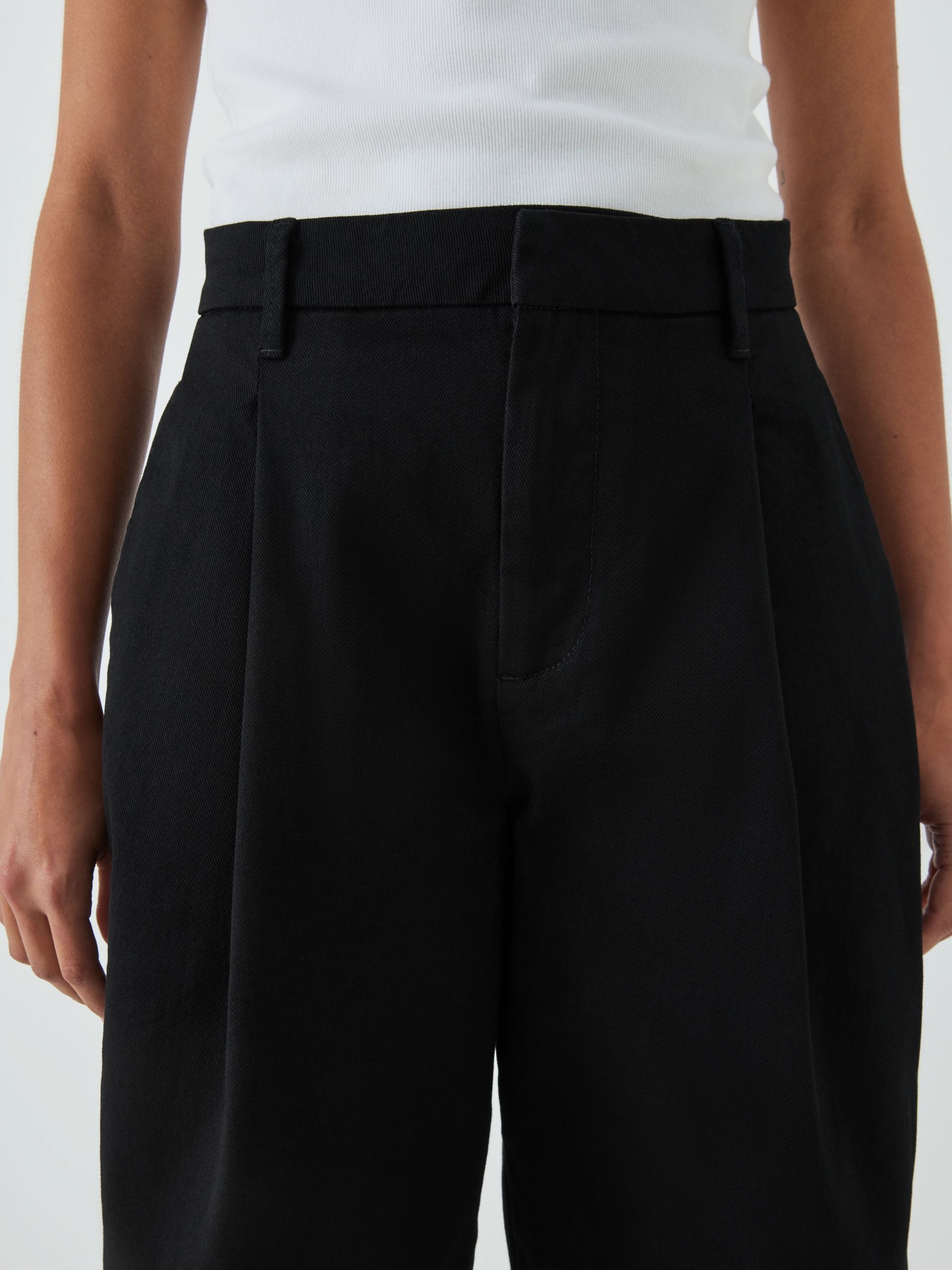 John Lewis Cotton Blend Balloon Trousers, Black at John Lewis & Partners