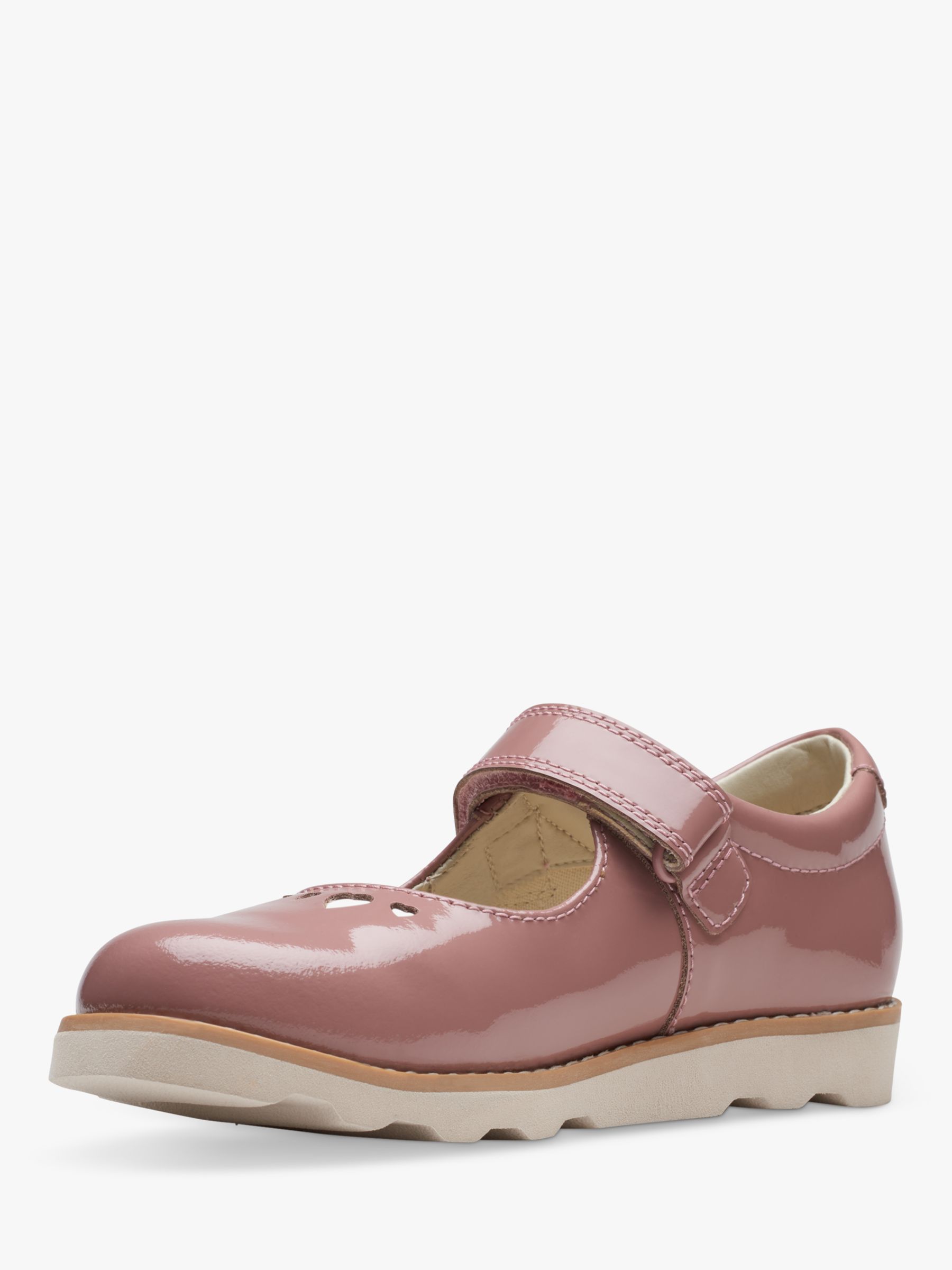 Clarks Kids' Crown Jane Leather Shoes, Dusty Pink, 4F Jnr