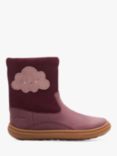 Clarks Kids' Flash Cloudy Leather Ankle Boots, Berry