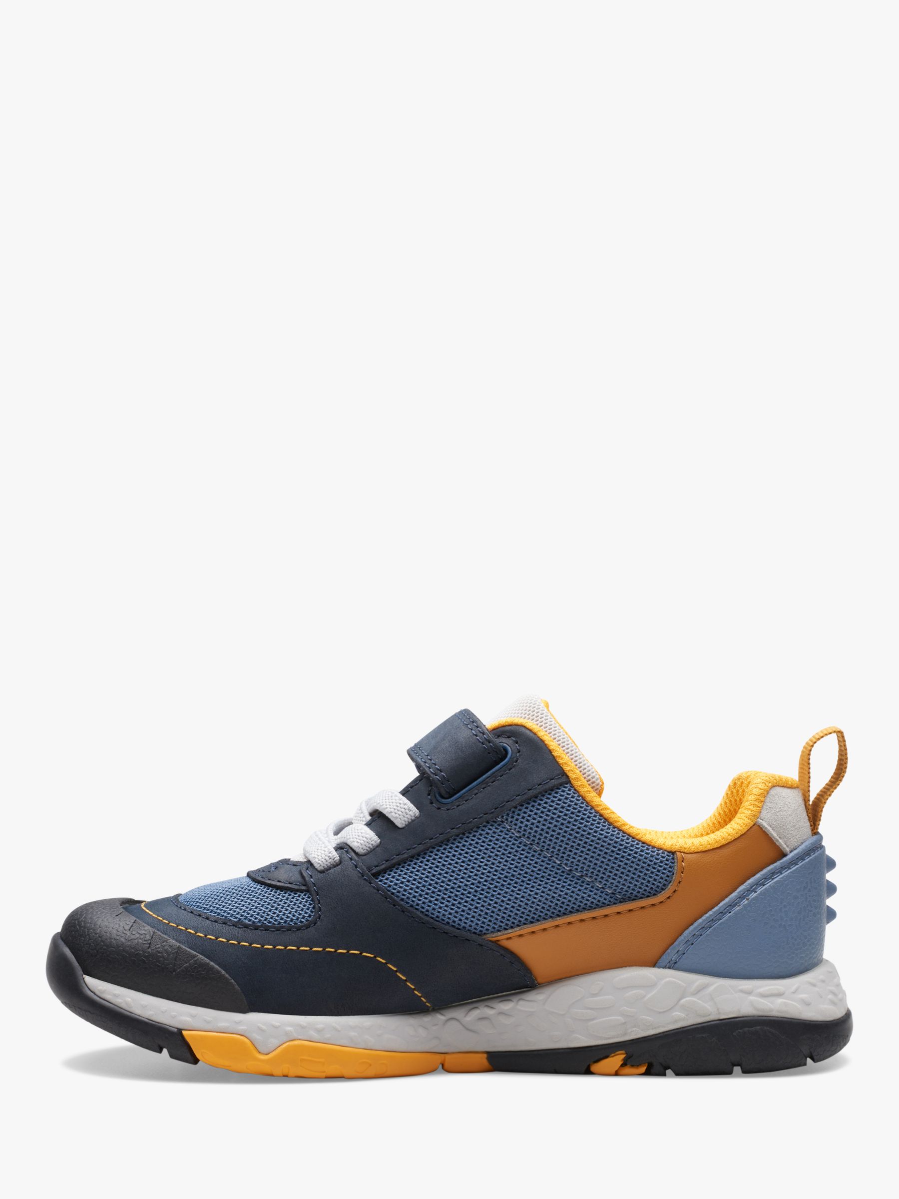 Clarks Kids' Steggy Stride Leather Shoes, Navy/multi at John Lewis ...