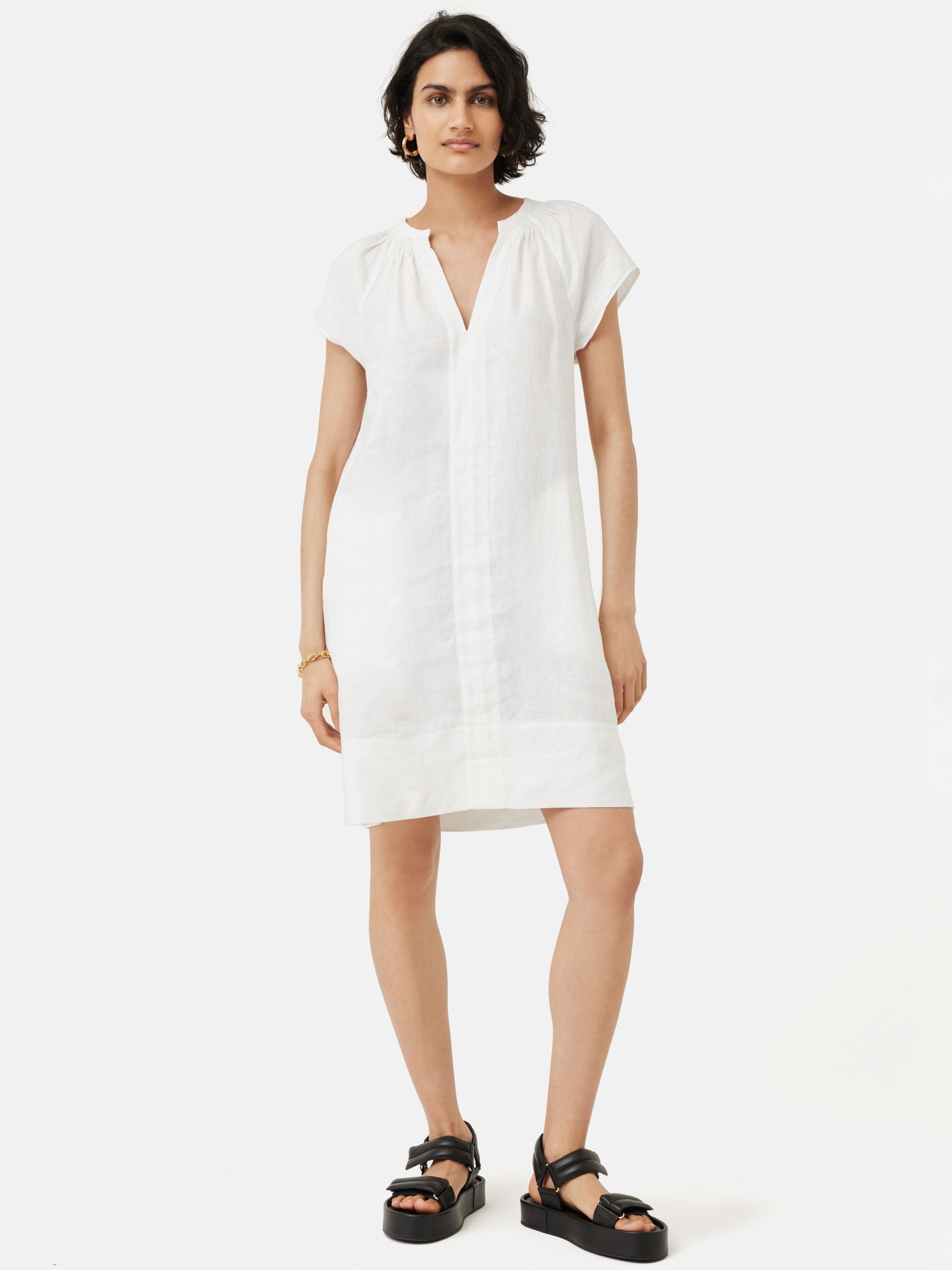 Jigsaw Linen T-Shirt Dress, White, 6