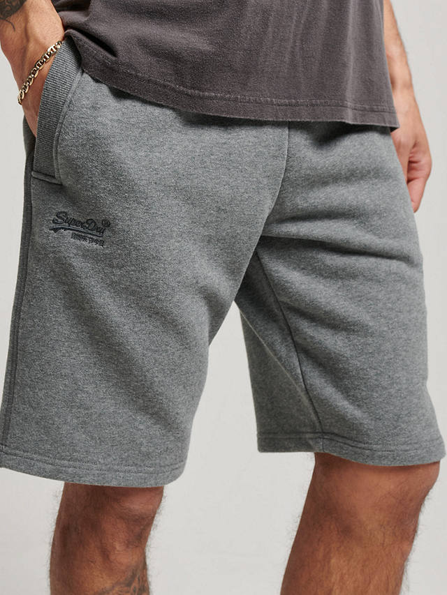 Superdry Vintage Logo Embroidered Jersey Shorts, Charcoal Grey Marl