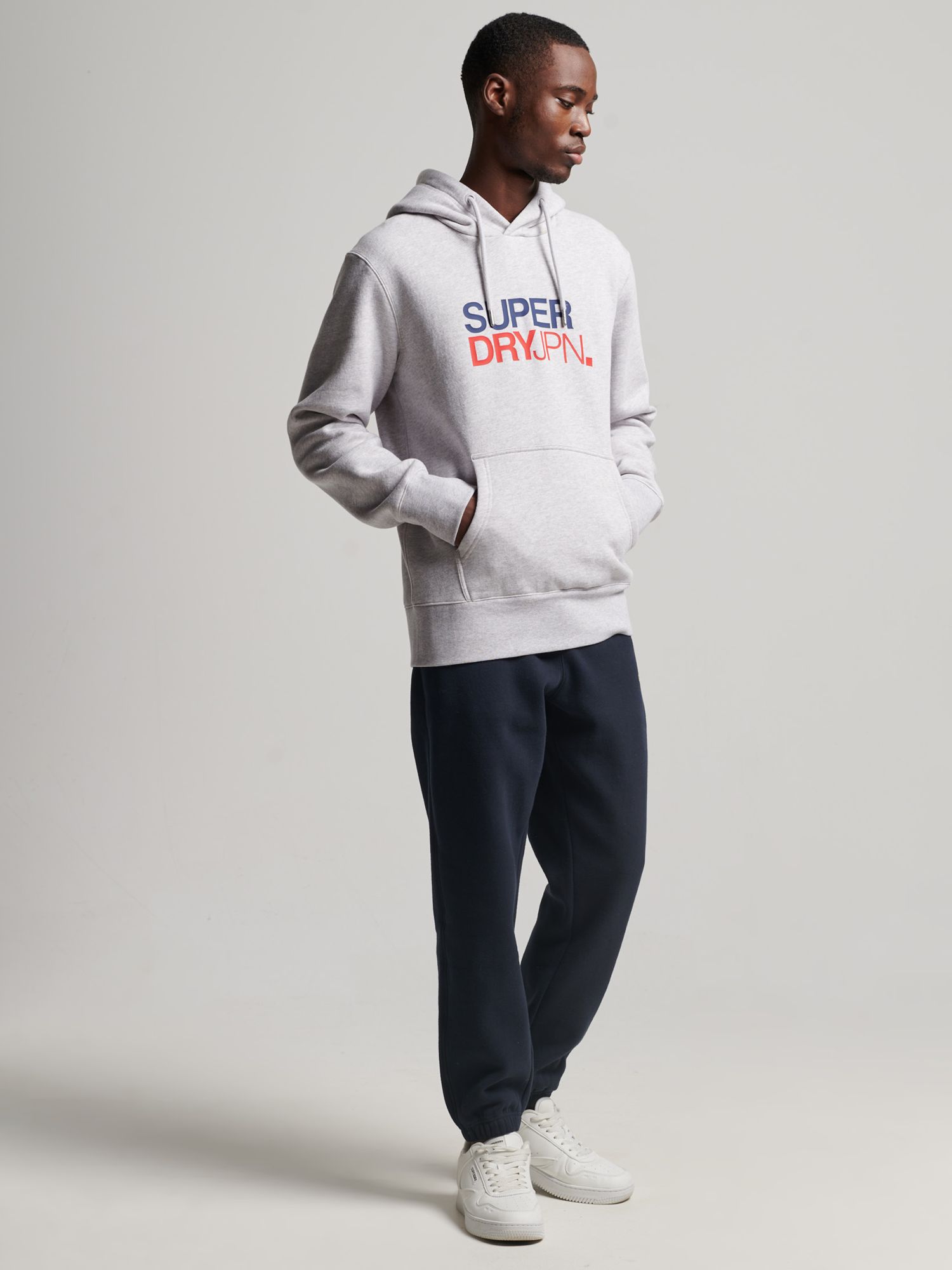 Superdry Code Sportswear Hoodie, Cadet Grey Marl, XXXL