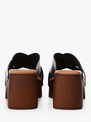 Moda in Pelle Saffron Leather Wooden Heel Mules