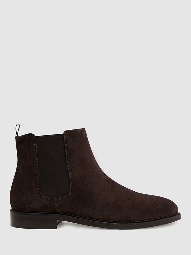 Reiss Tenor Suede Chelsea Boots, Chocolate at John Lewis & Partners