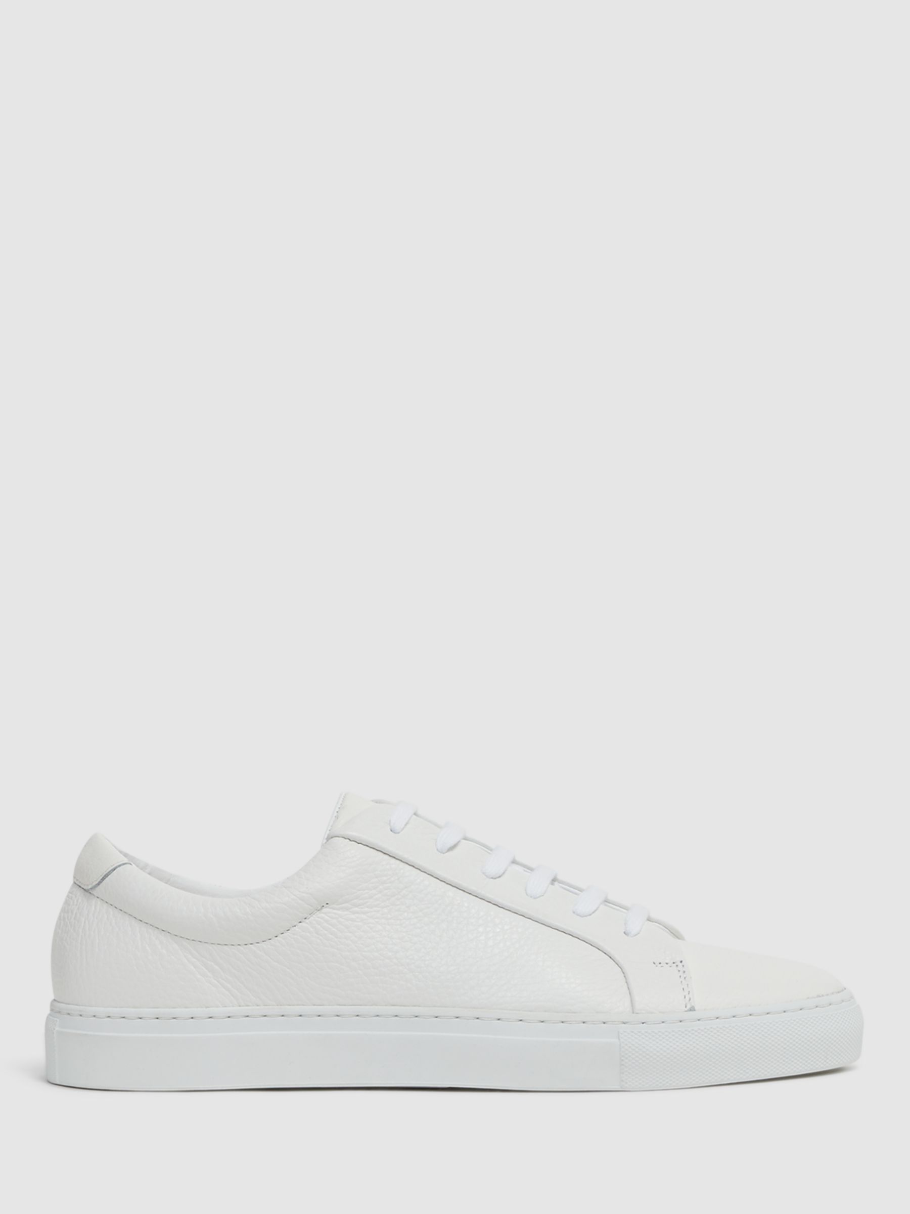 Reiss Luca Tumbled Trainer, White at John Lewis & Partners