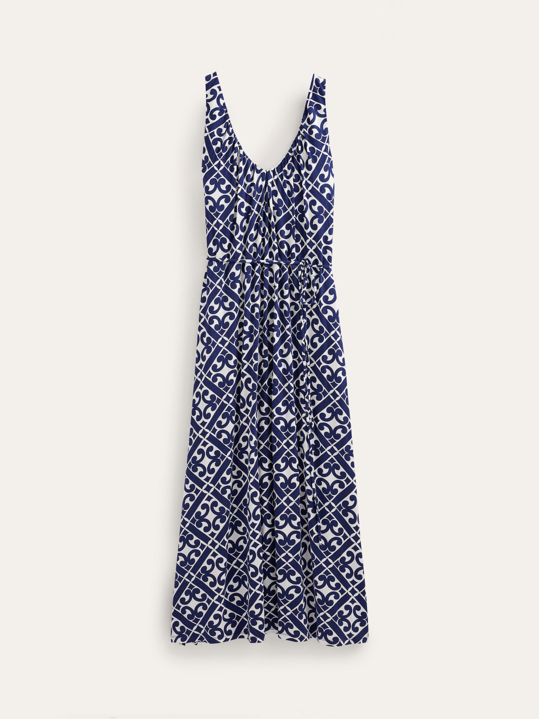 Boden V-Neck Jersey Maxi Dress, Blue/Multi at John Lewis & Partners