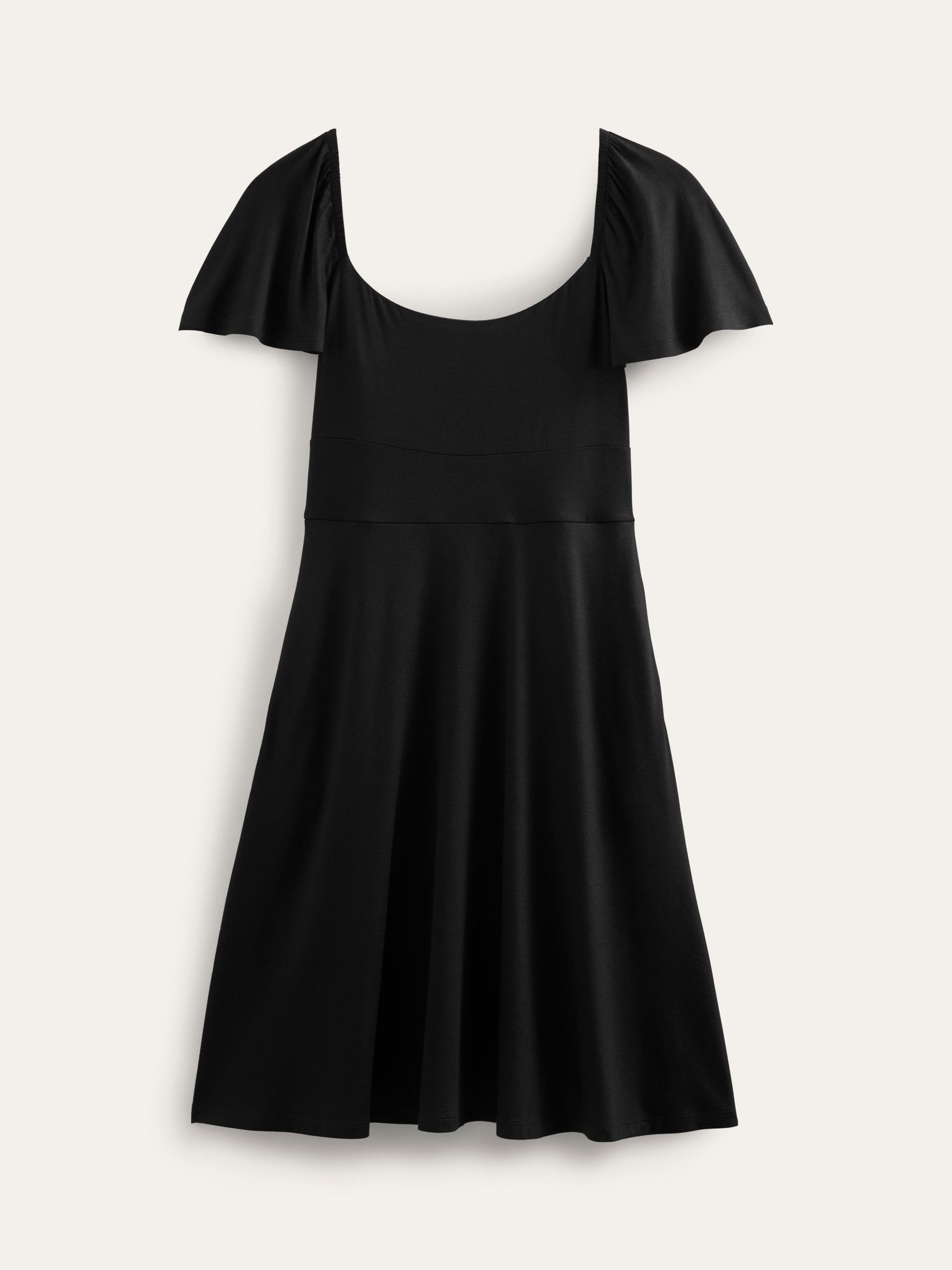 Boden Sqaure Neck Flutter Mini Dress Black At John Lewis And Partners 