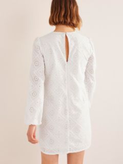 Boden Broderie Mini Shift Dress, White, 8