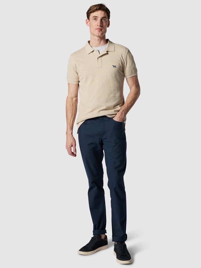 Rodd & Gunn Gunn Cotton Slim Fit Short Sleeve Polo Shirt, Oat, XL