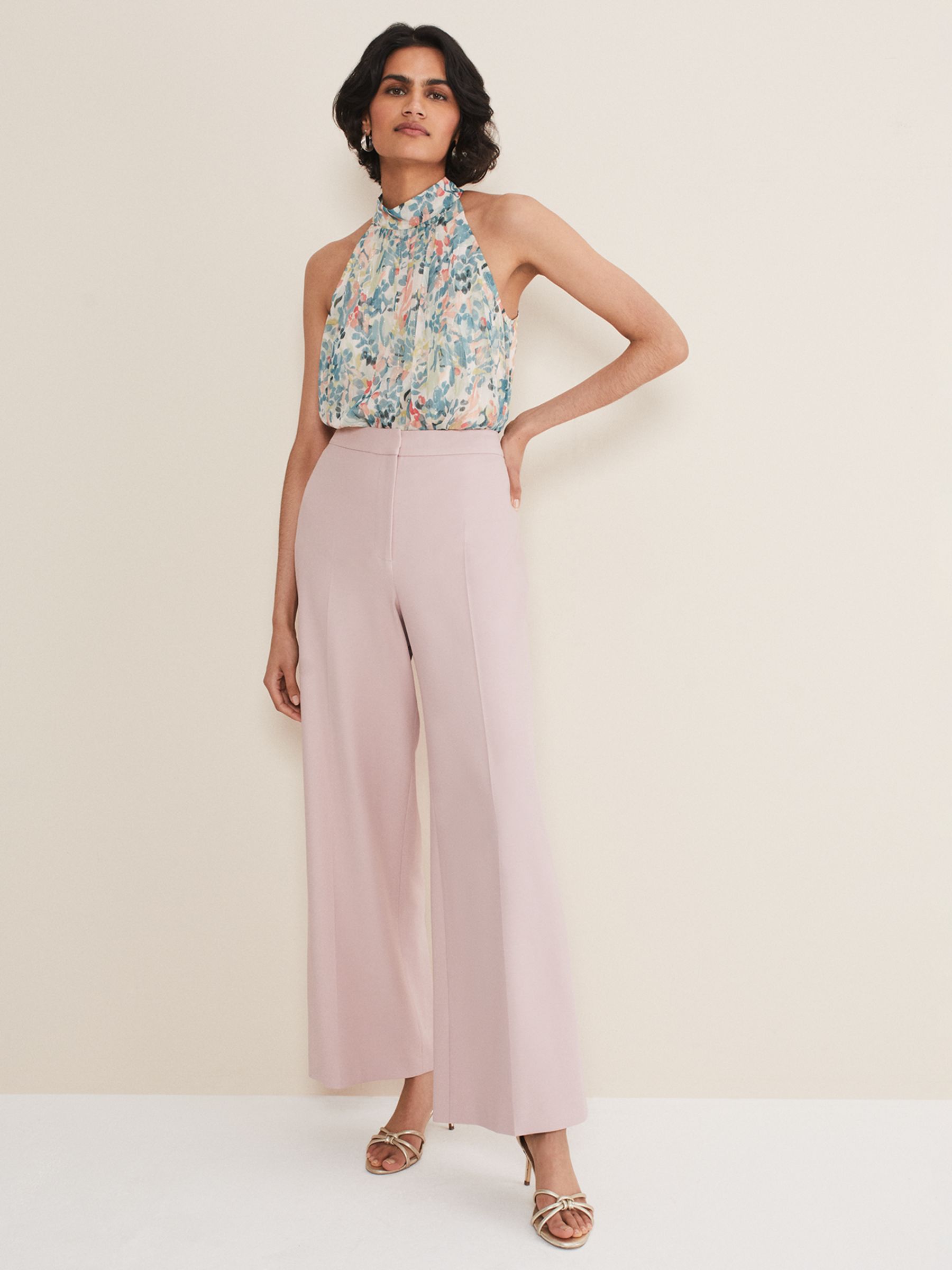 Phase Eight Celyn Wide Leg Trousers, Antique Rose at John Lewis