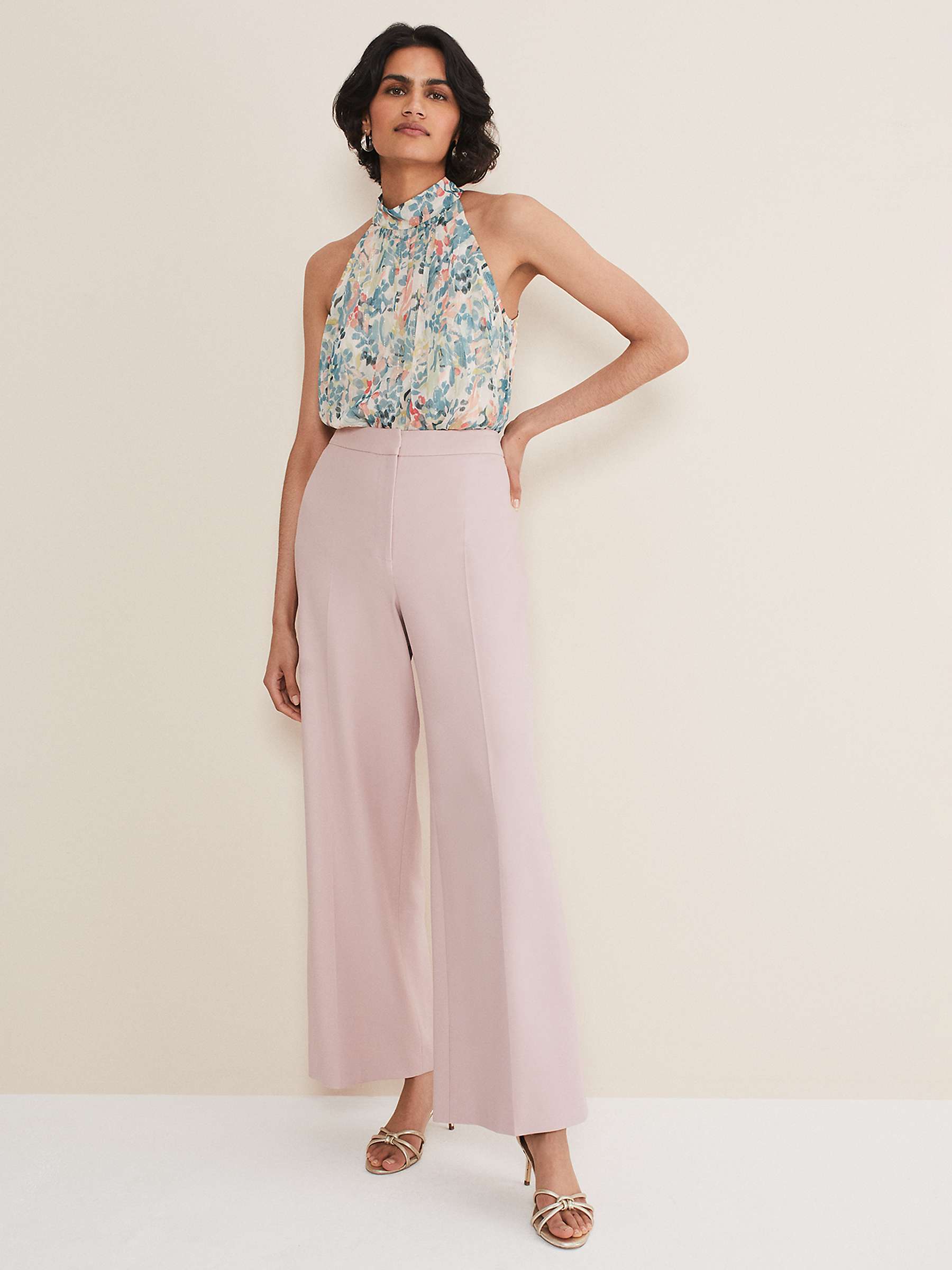 Phase Eight Celyn Wide Leg Trousers, Antique Rose at John Lewis & Partners