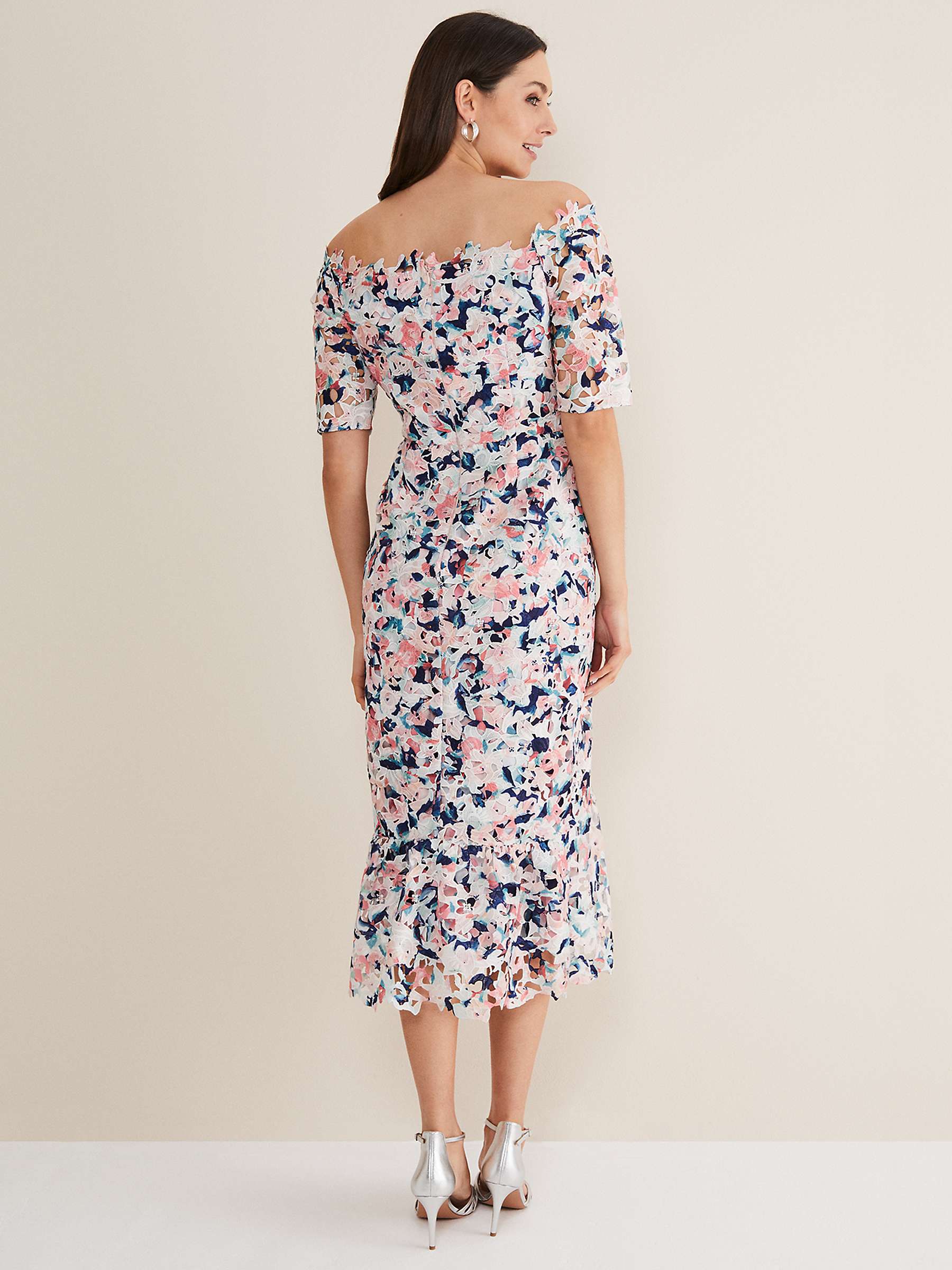 Buy Phase Eight Elara Floral Lace Midi Dress, Multi Online at johnlewis.com