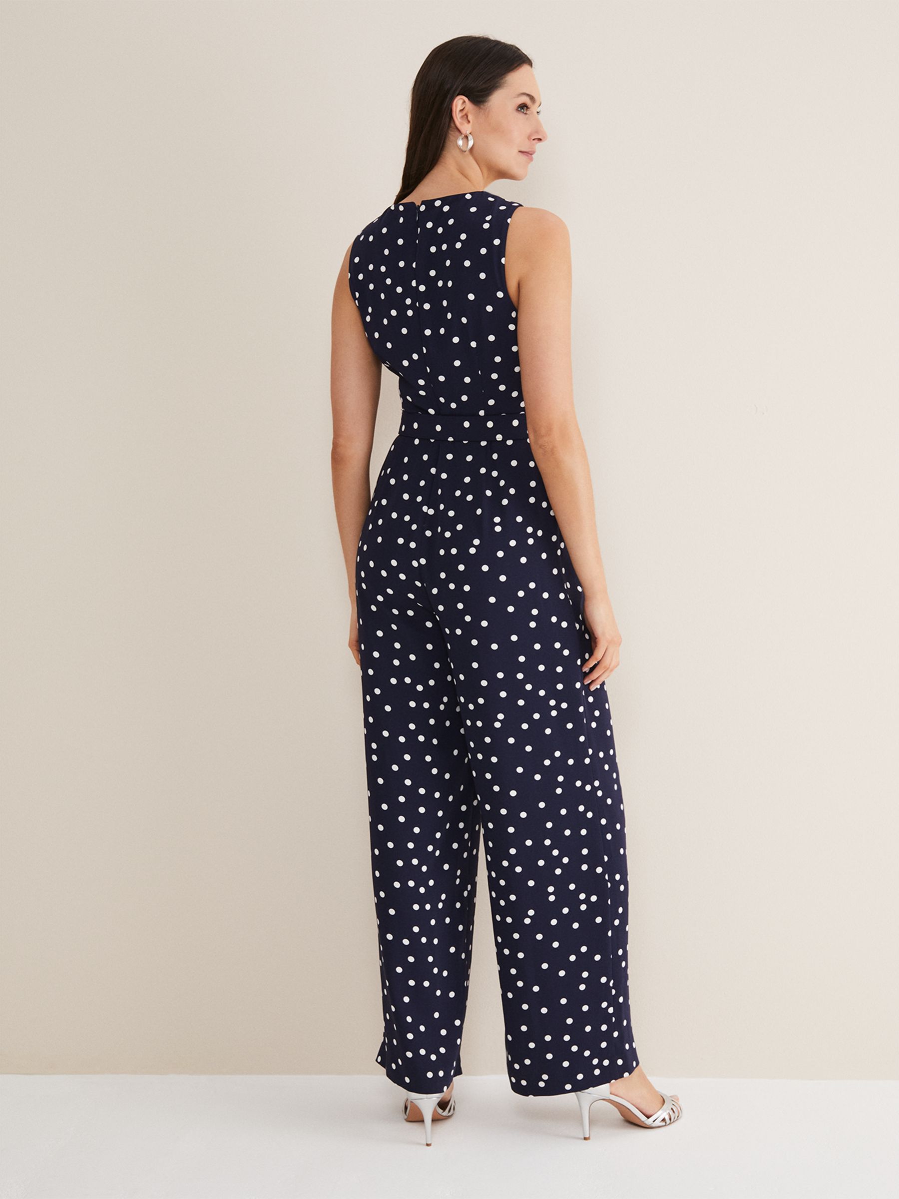 Buy Phase Eight Kenzie Spot Jumpsuit, Navy/Ivory Online at johnlewis.com
