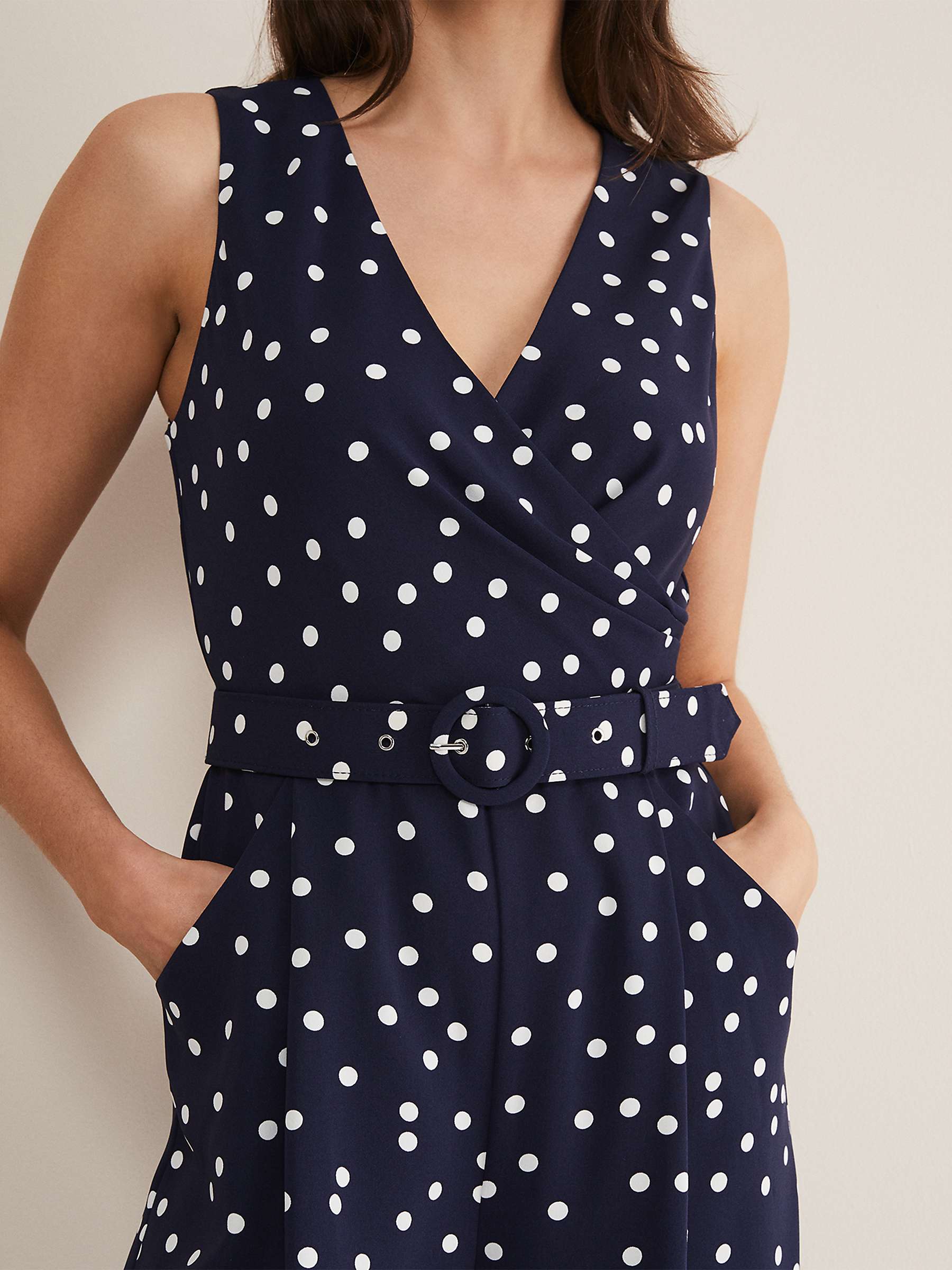 Buy Phase Eight Kenzie Spot Jumpsuit, Navy/Ivory Online at johnlewis.com