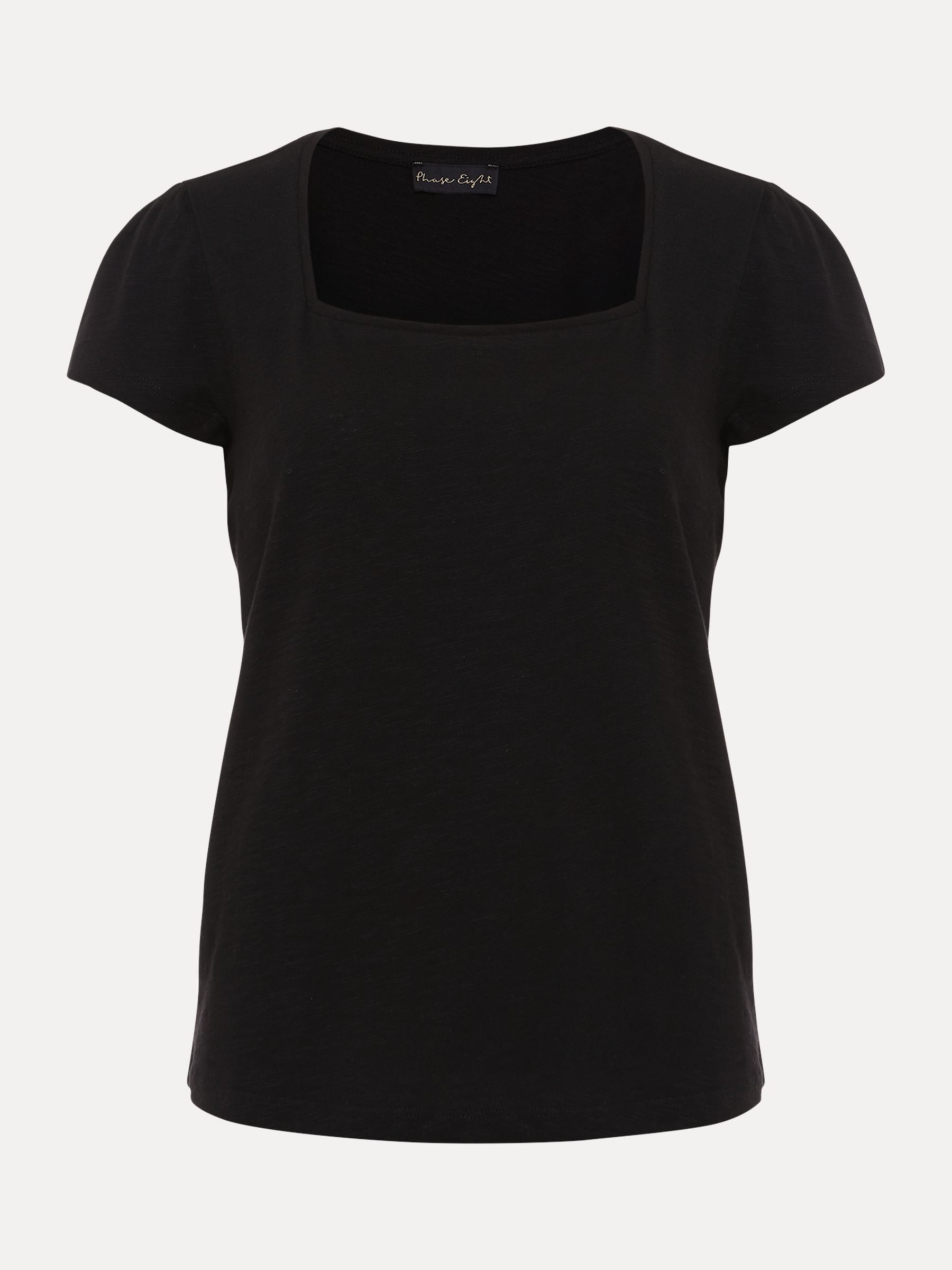 Buy Phase Eight Bella Square Neck Cotton Top, Black Online at johnlewis.com