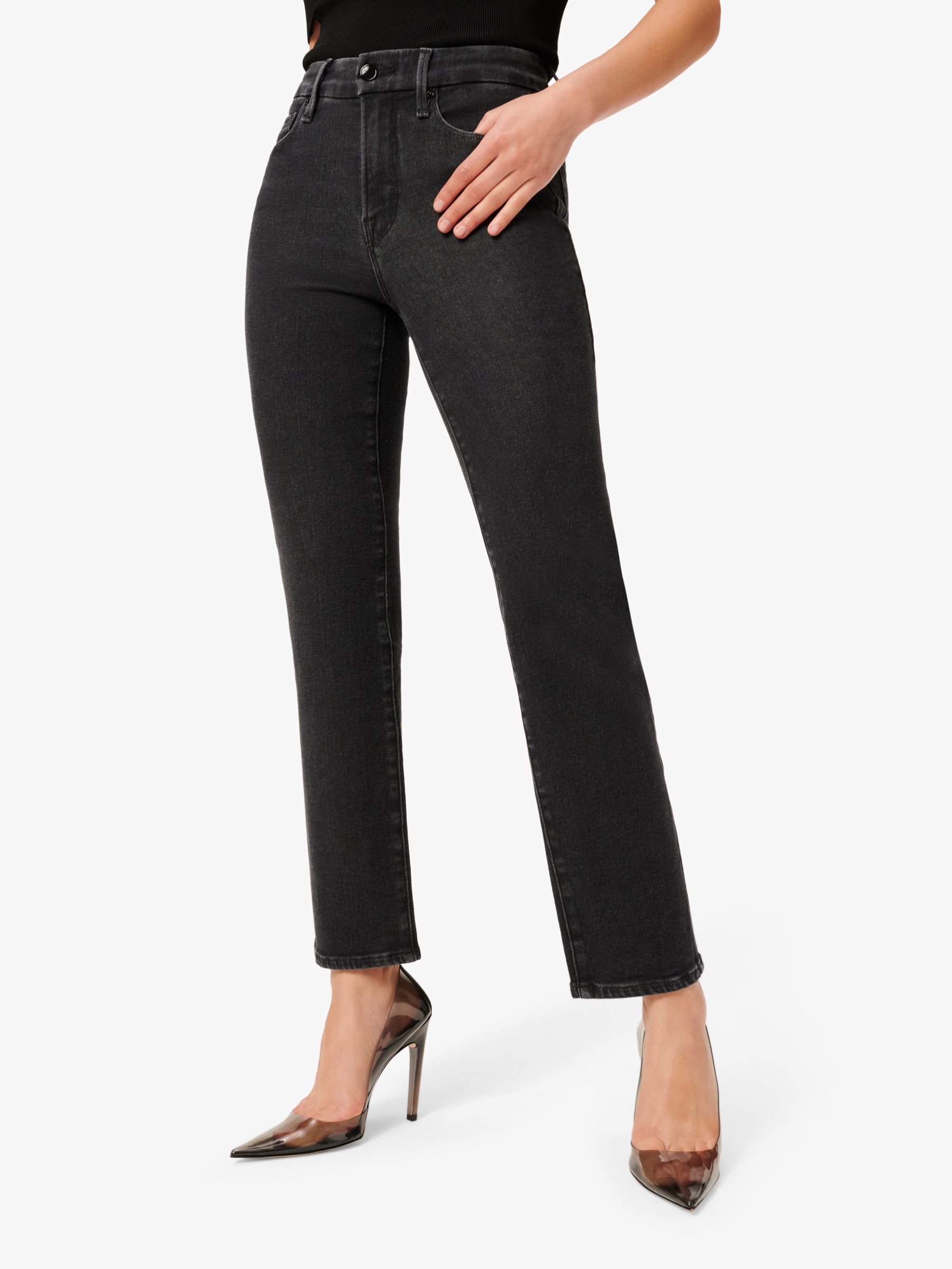 Good American Good Straight Cut Jeans, Black 184, 26