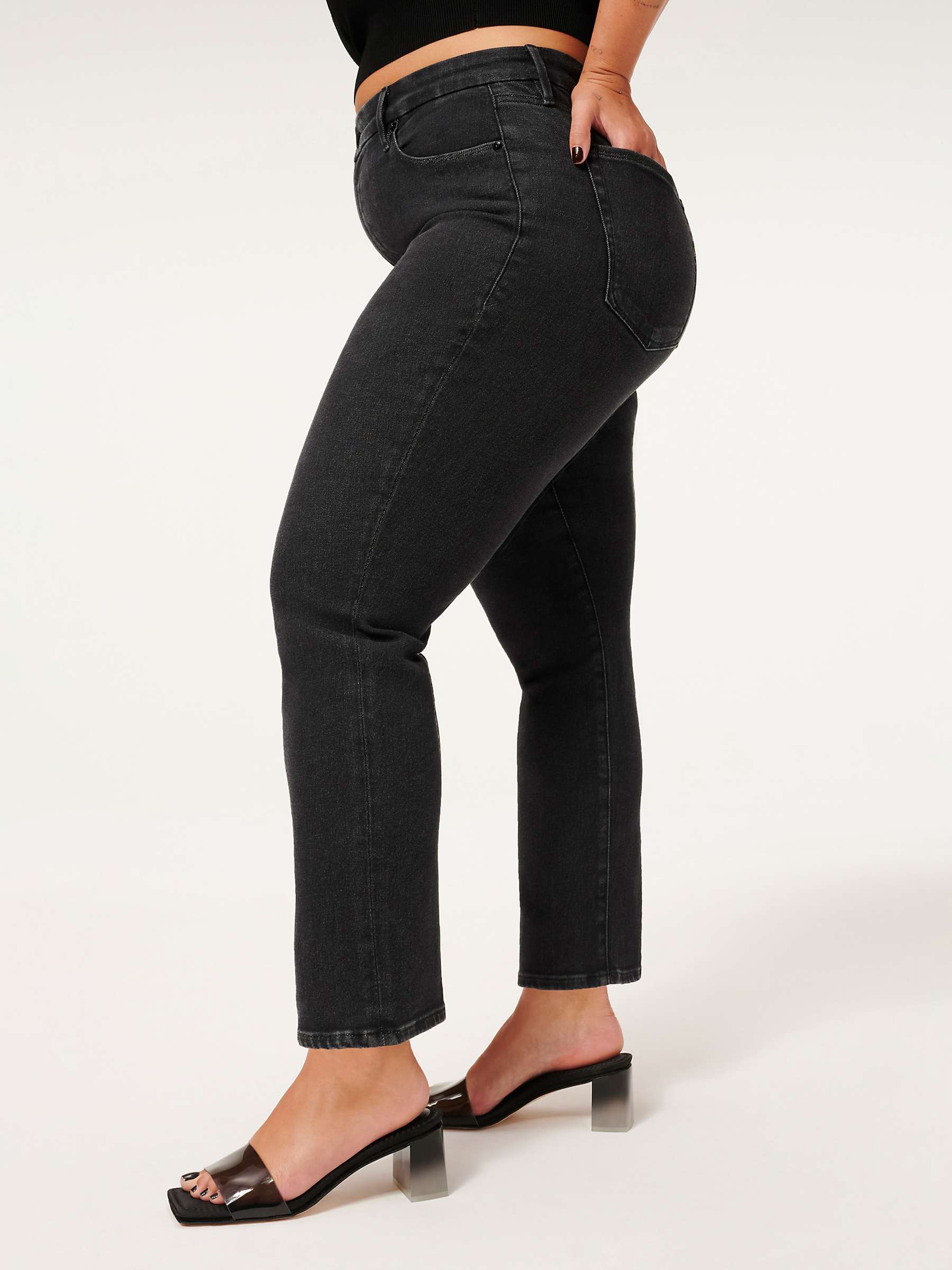Buy Good American Good Straight Cut Jeans, Black 184 Online at johnlewis.com