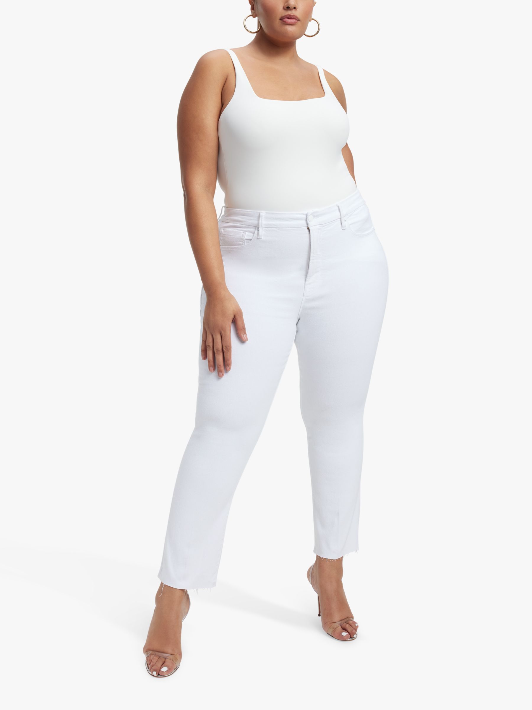 Buy Good American Good Straight Cut Raw Jeans, White Online at johnlewis.com
