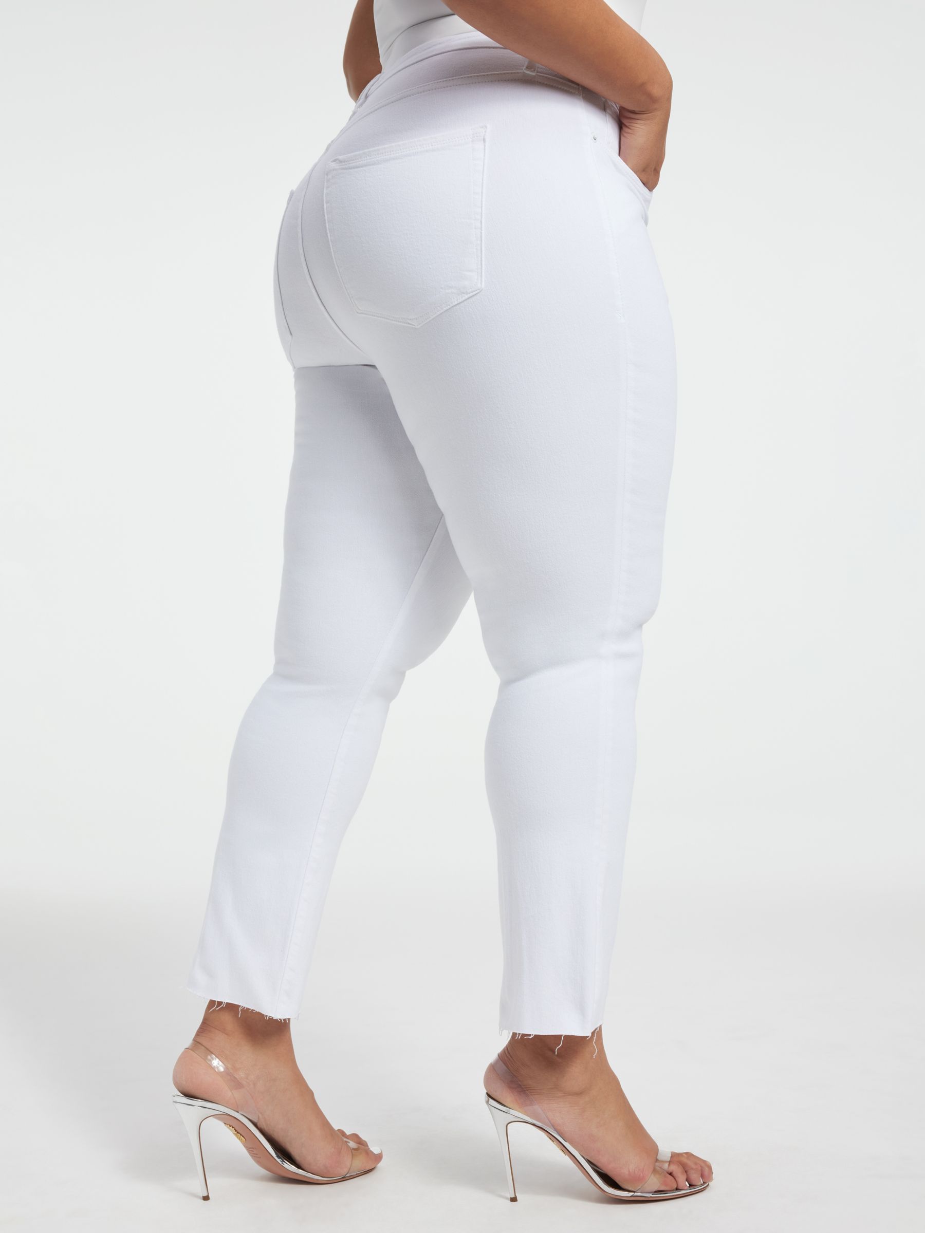 Buy Good American Good Straight Cut Raw Jeans, White Online at johnlewis.com