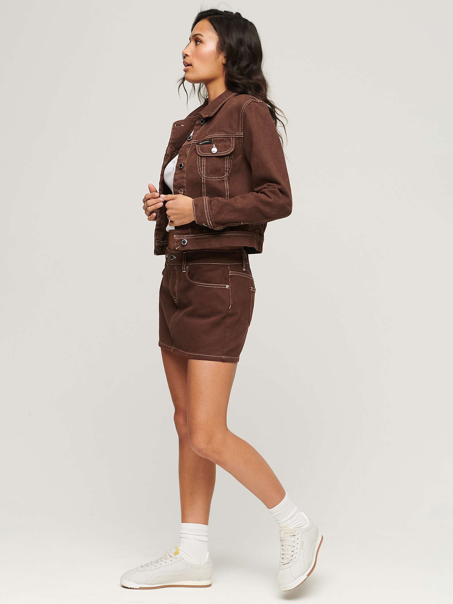 Buy Superdry Workwear Cropped Jacket, Brown Online at johnlewis.com