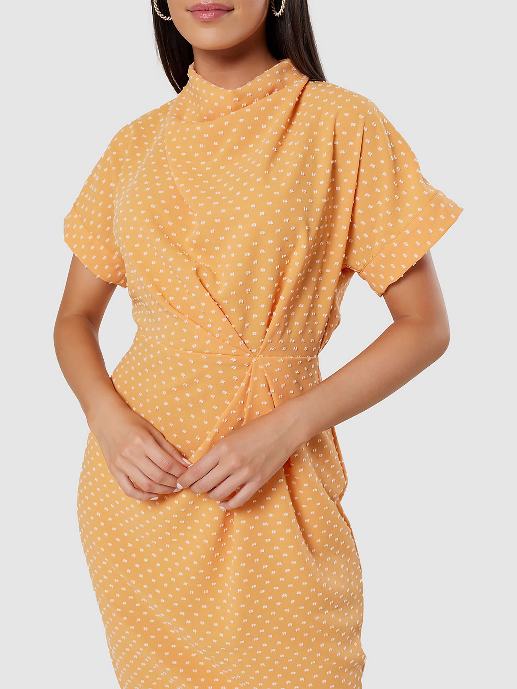 Buy Closet London Dobby Spot Pencil Dress, Orange Online at johnlewis.com