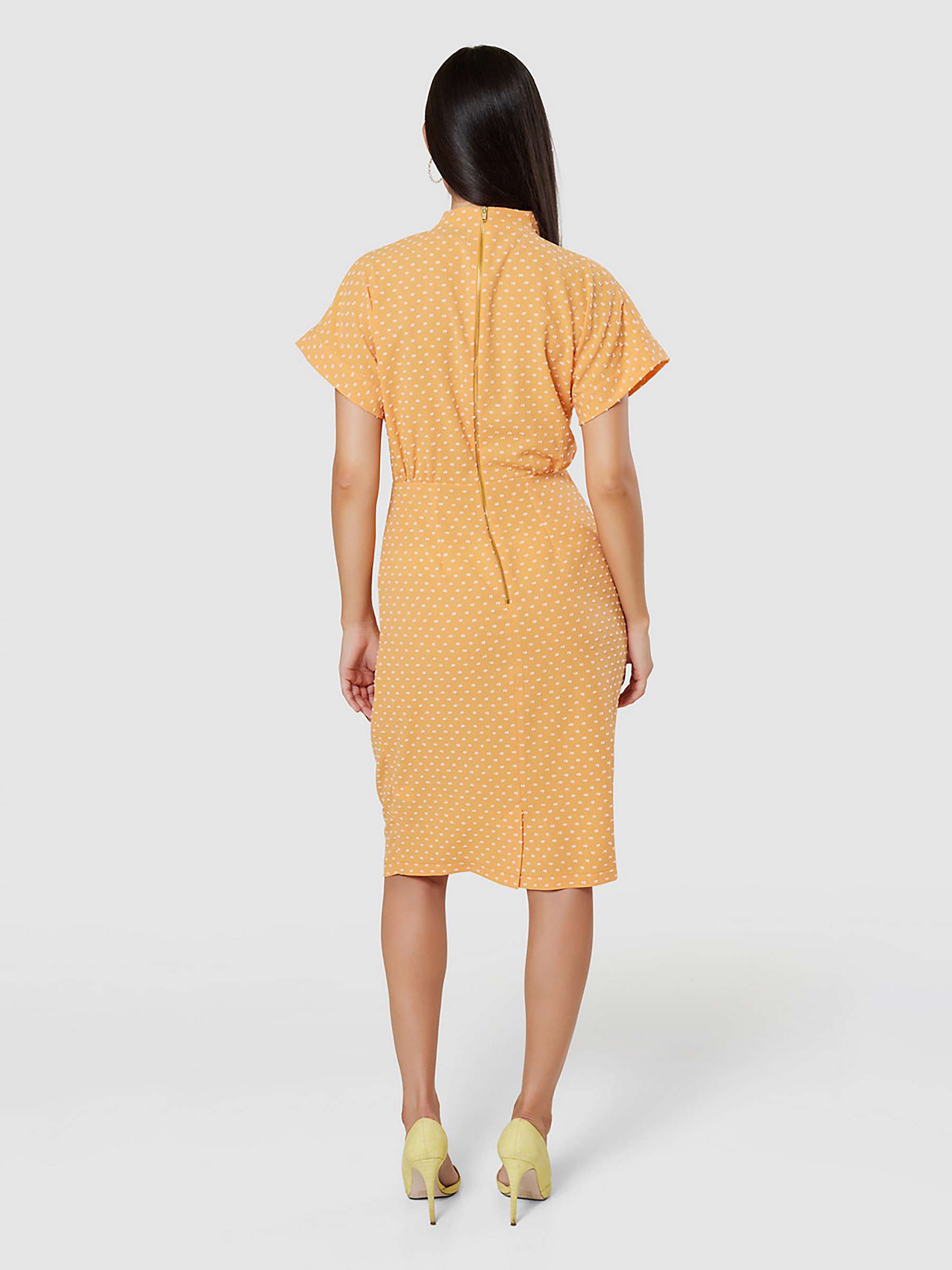 Buy Closet London Dobby Spot Pencil Dress, Orange Online at johnlewis.com
