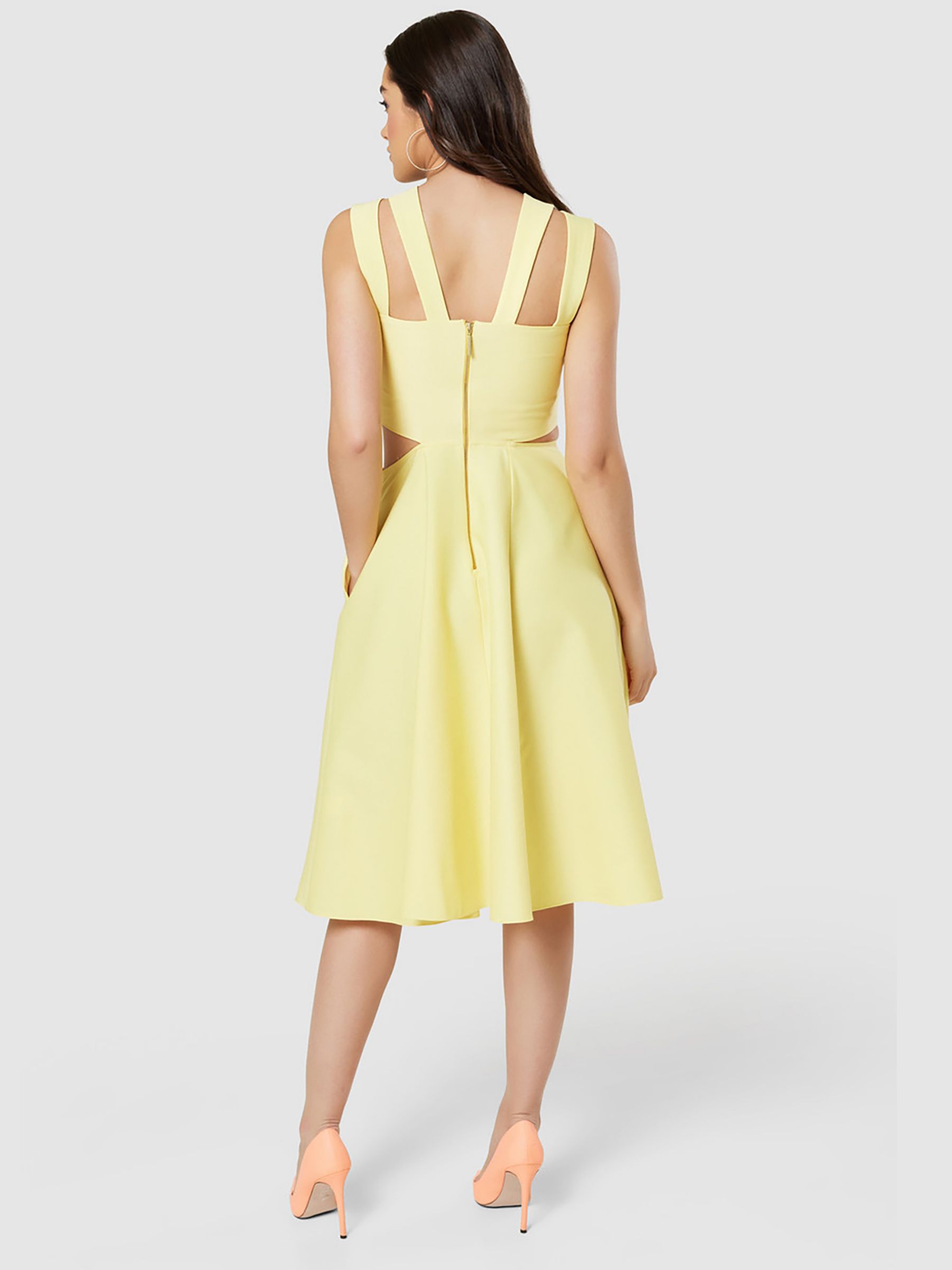 Buy Closet London Cut Out Waist Midi Dress, Yellow Online at johnlewis.com