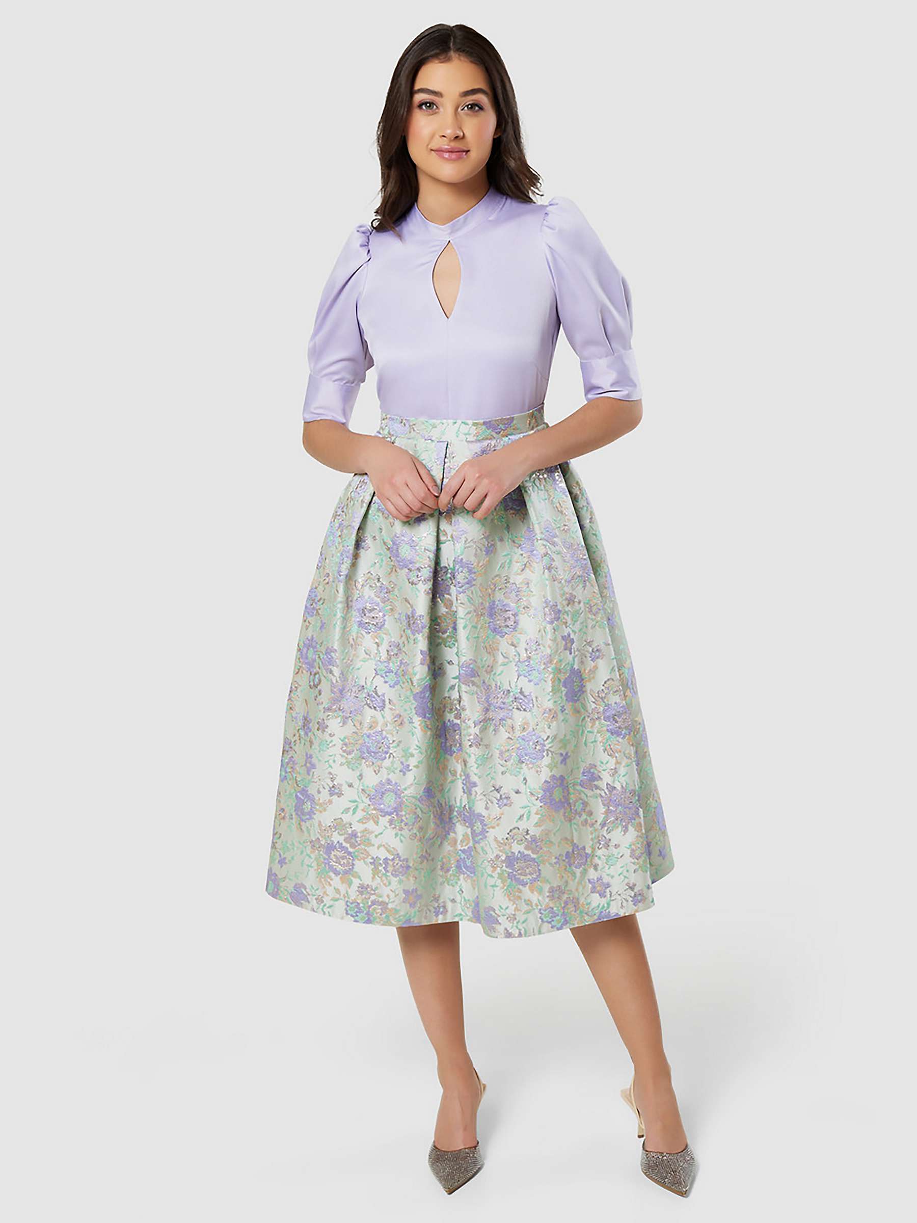 Buy Closet London Floral 2 in 1 Midi Dress, Lilac Online at johnlewis.com