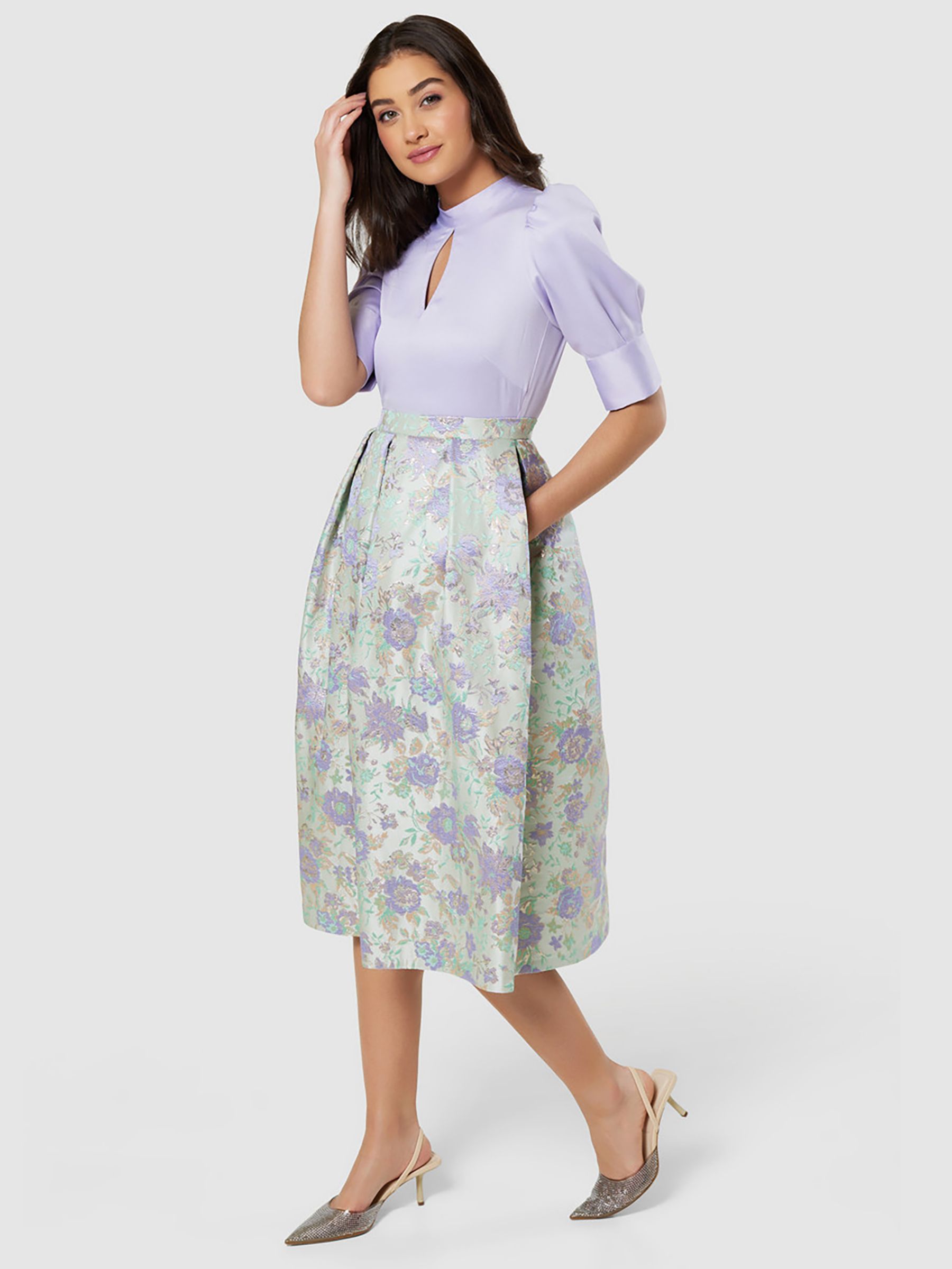 Buy Closet London Floral 2 in 1 Midi Dress, Lilac Online at johnlewis.com