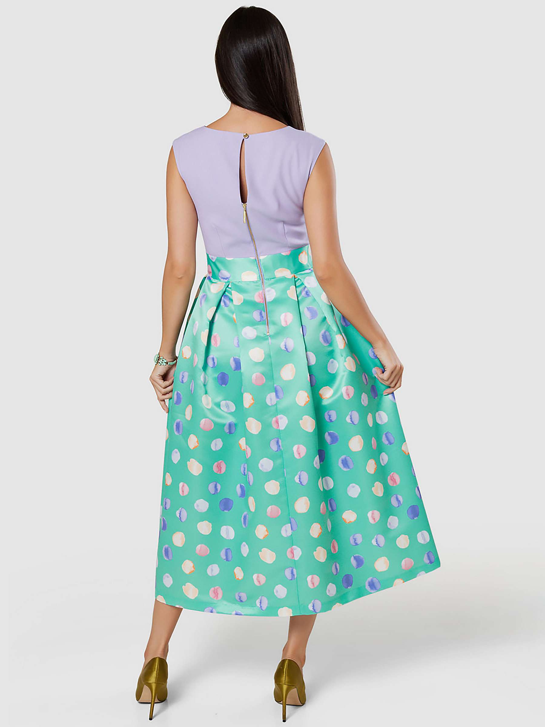 Buy Closet London Satin Spot Dress, Green Online at johnlewis.com