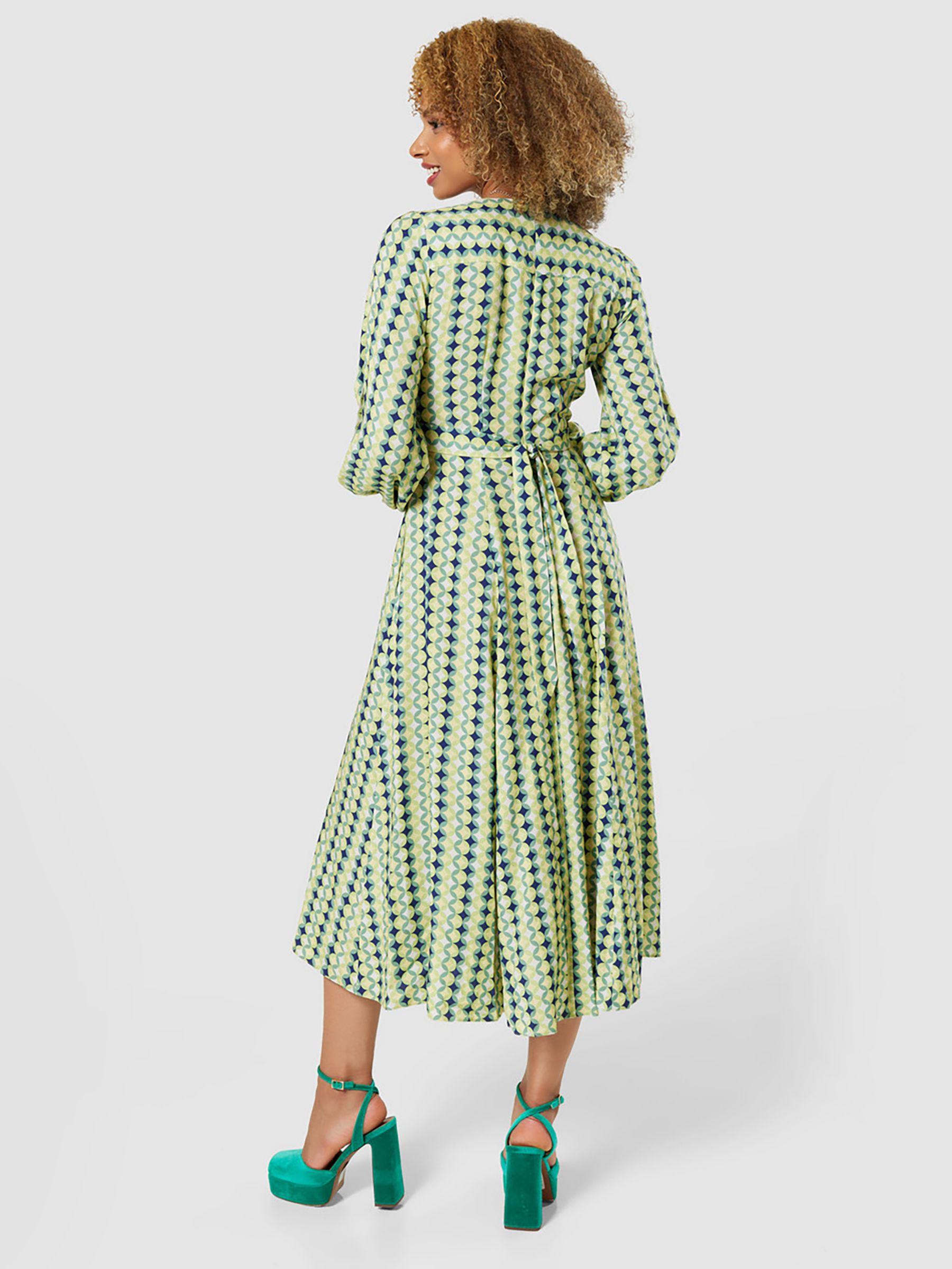 Closet London Full Skirt Wrap Dress, Lime Green at John Lewis & Partners