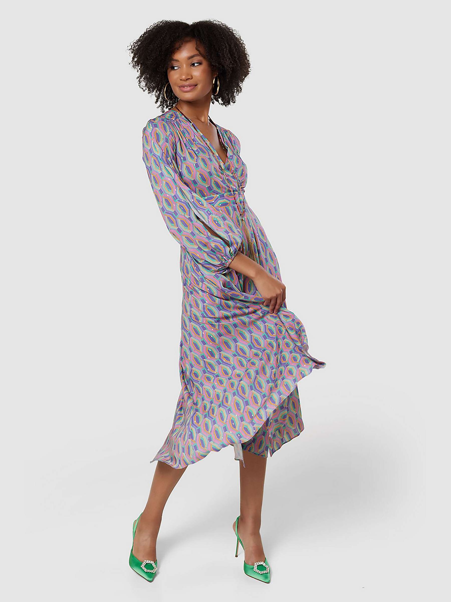 Buy Closet London Geometric Wrap Dress, Purple/Multi Online at johnlewis.com