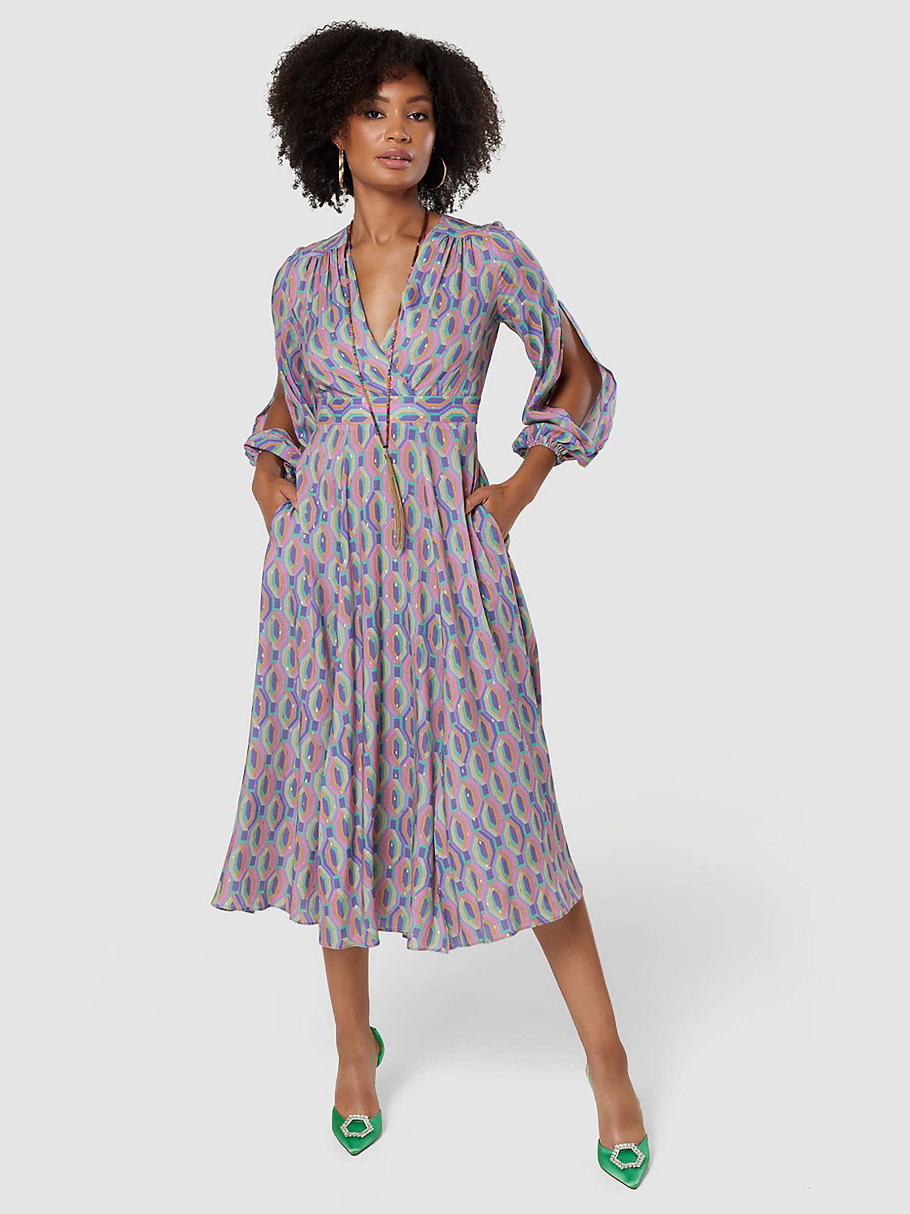 Buy Closet London Geometric Wrap Dress, Purple/Multi Online at johnlewis.com
