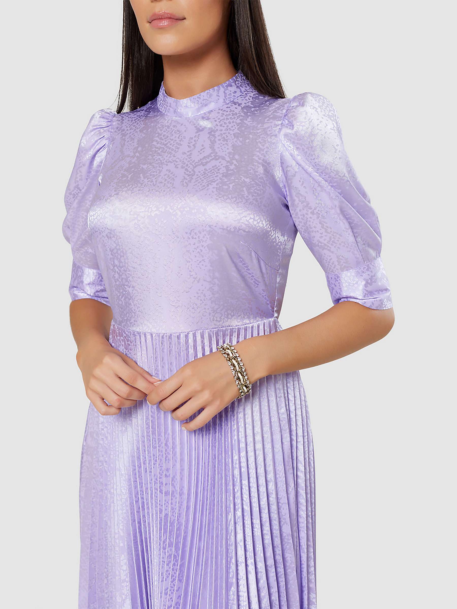 Buy Closet London Snake Jacquard Pleated Dress, Purple Online at johnlewis.com