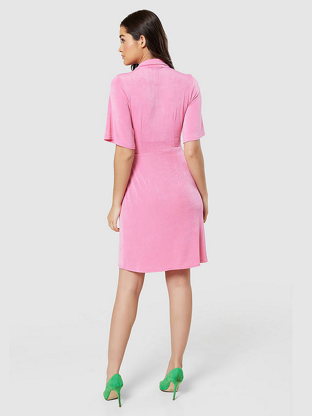 Closet London Slinky Wrap A-Line Midi Dress, Pink