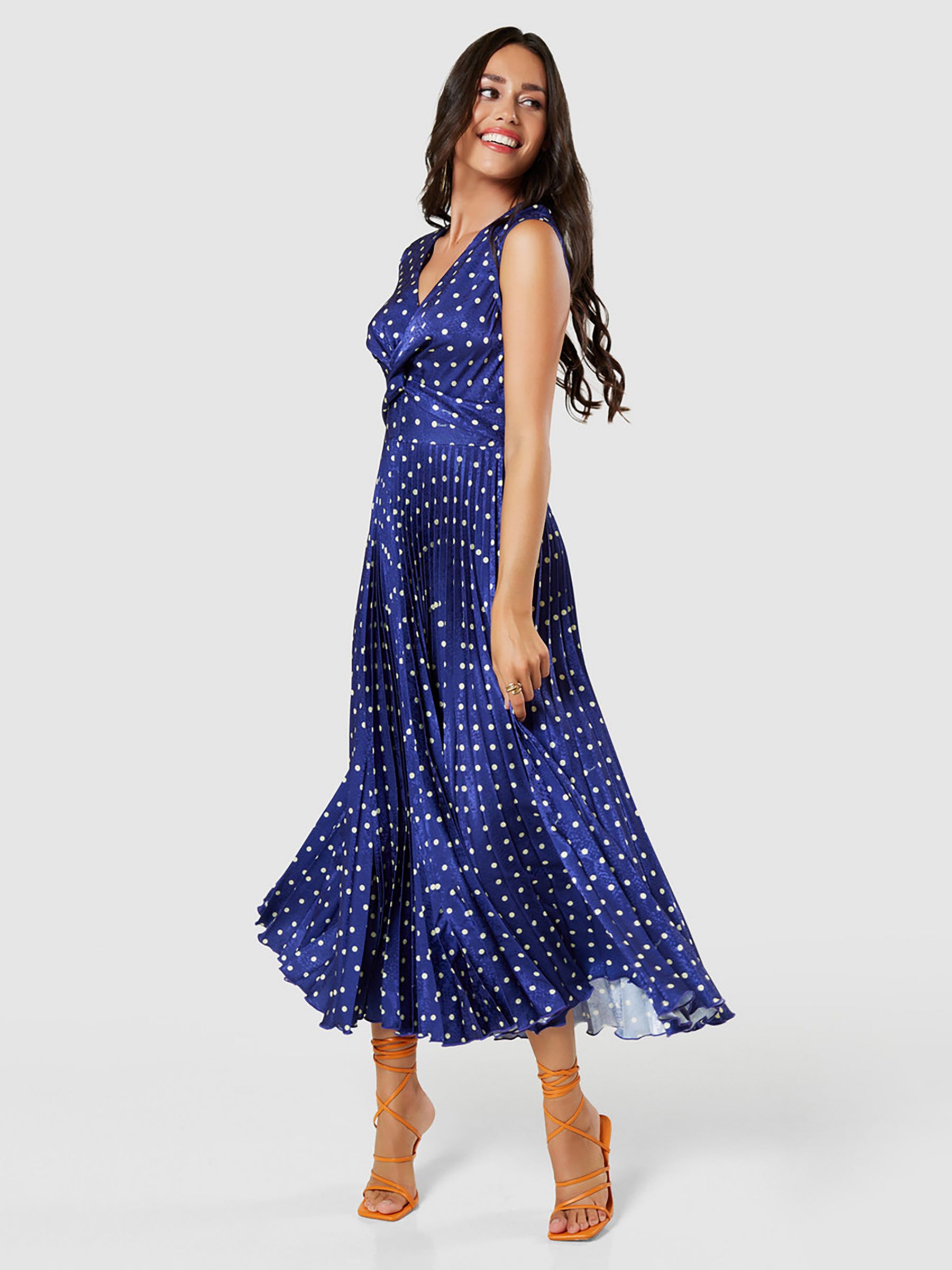 Buy Closet London Twist Detail Pleated A-Line Dress, Blue Online at johnlewis.com