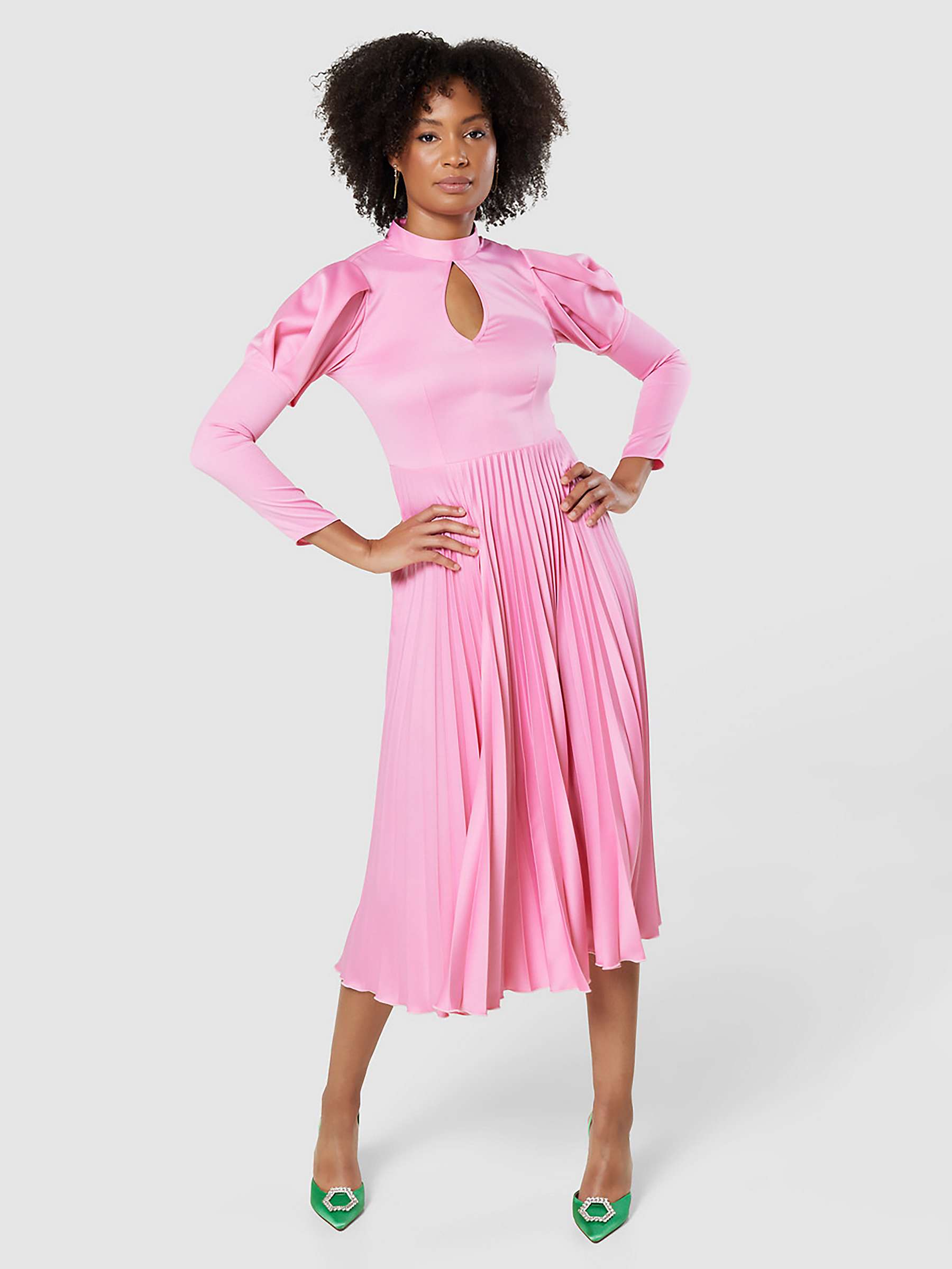 Buy Closet London Pleated Midi Dress, Pink Online at johnlewis.com