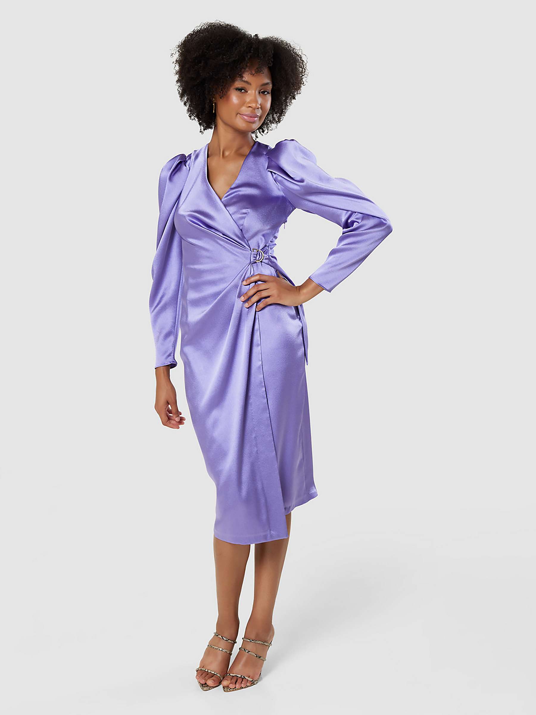 Buy Closet London Satin Knot Waist Dress, Purple Online at johnlewis.com