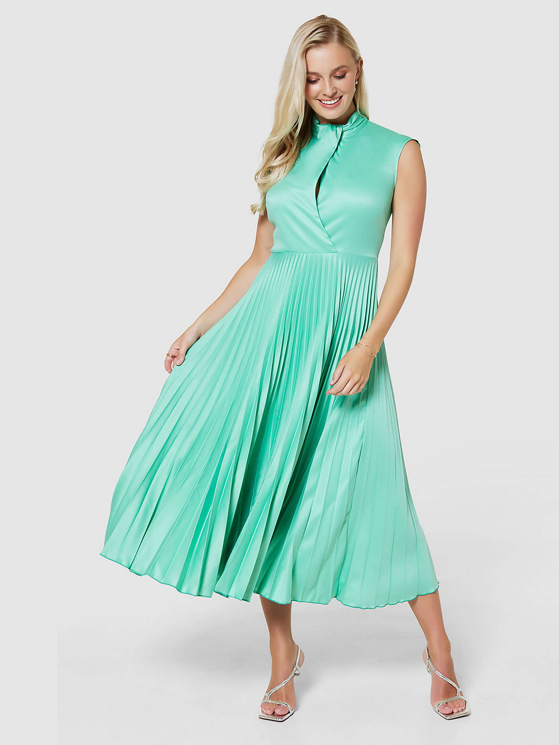 Buy Closet London Twist Detail Pleated Mini Dress, Green Online at johnlewis.com
